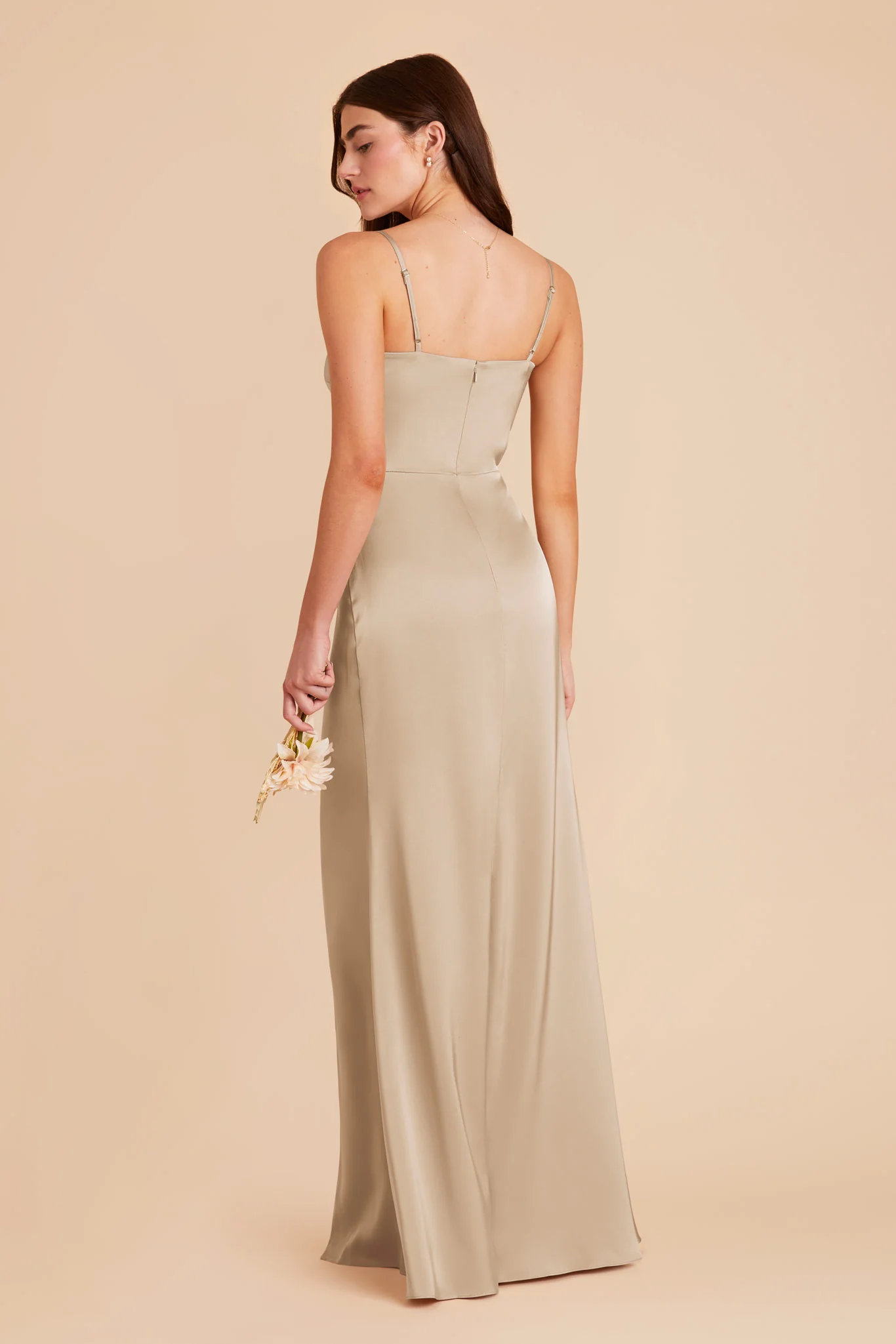 Jennifer Matte Satin Dress - Neutral Champagne - Image 5