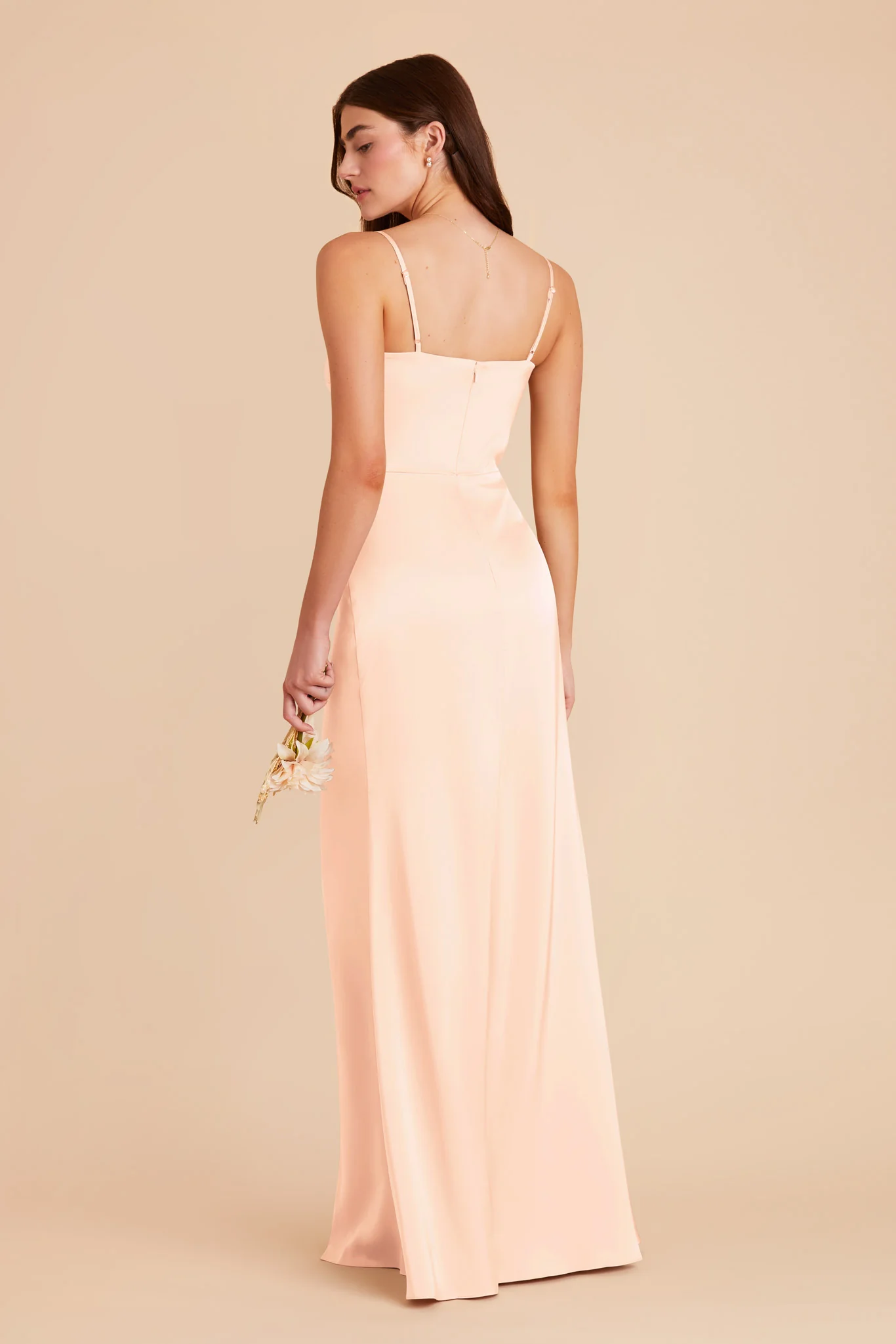 Jennifer Matte Satin Dress - Peach Cream - Image 5