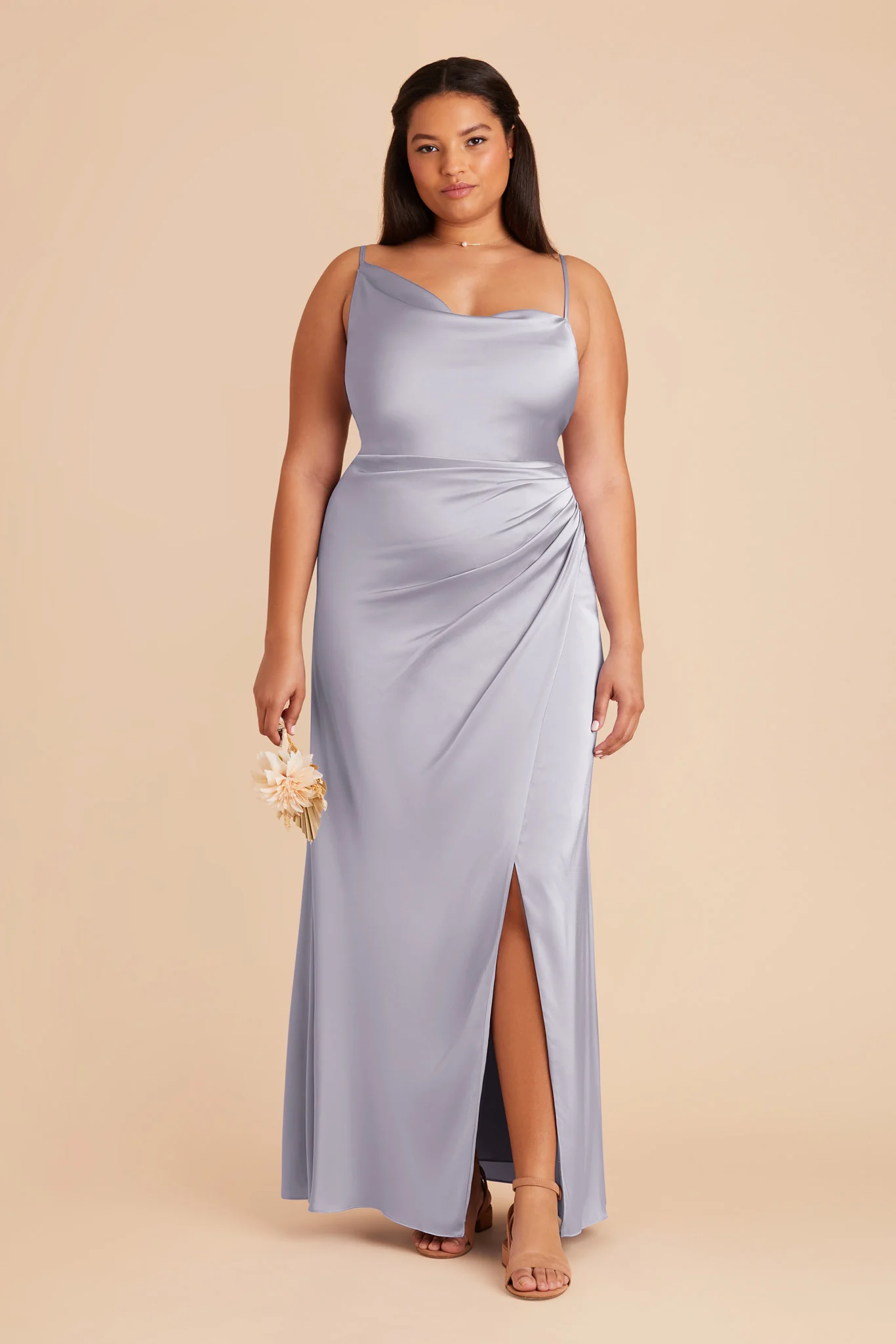 Jennifer Matte Satin Dress - Periwinkle Blue - Image 2