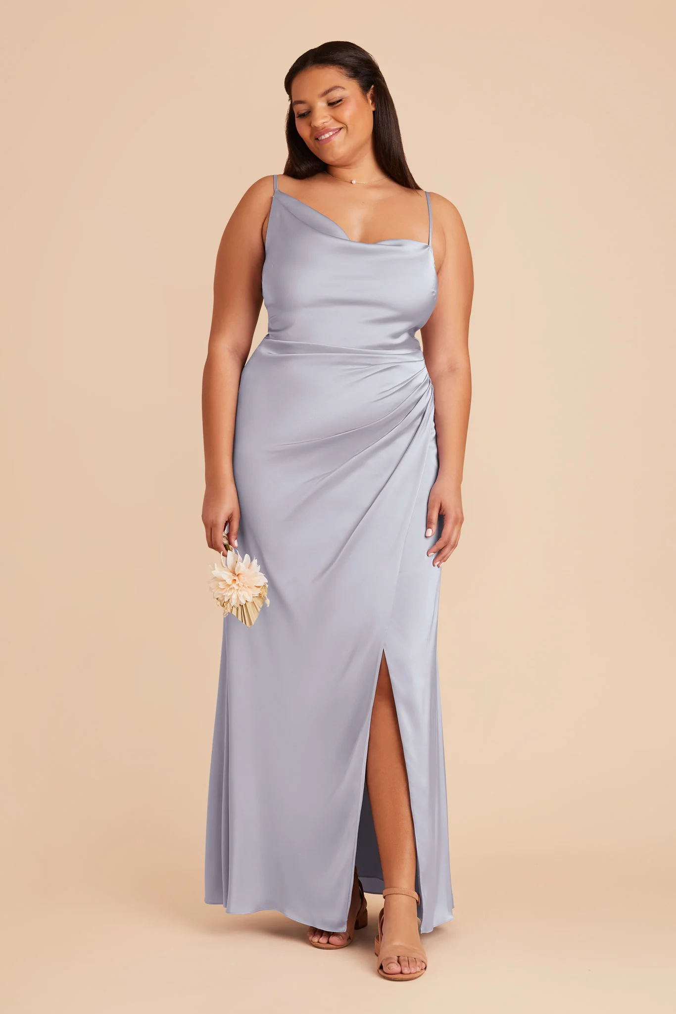 Jennifer Matte Satin Dress - Periwinkle Blue - Image 8
