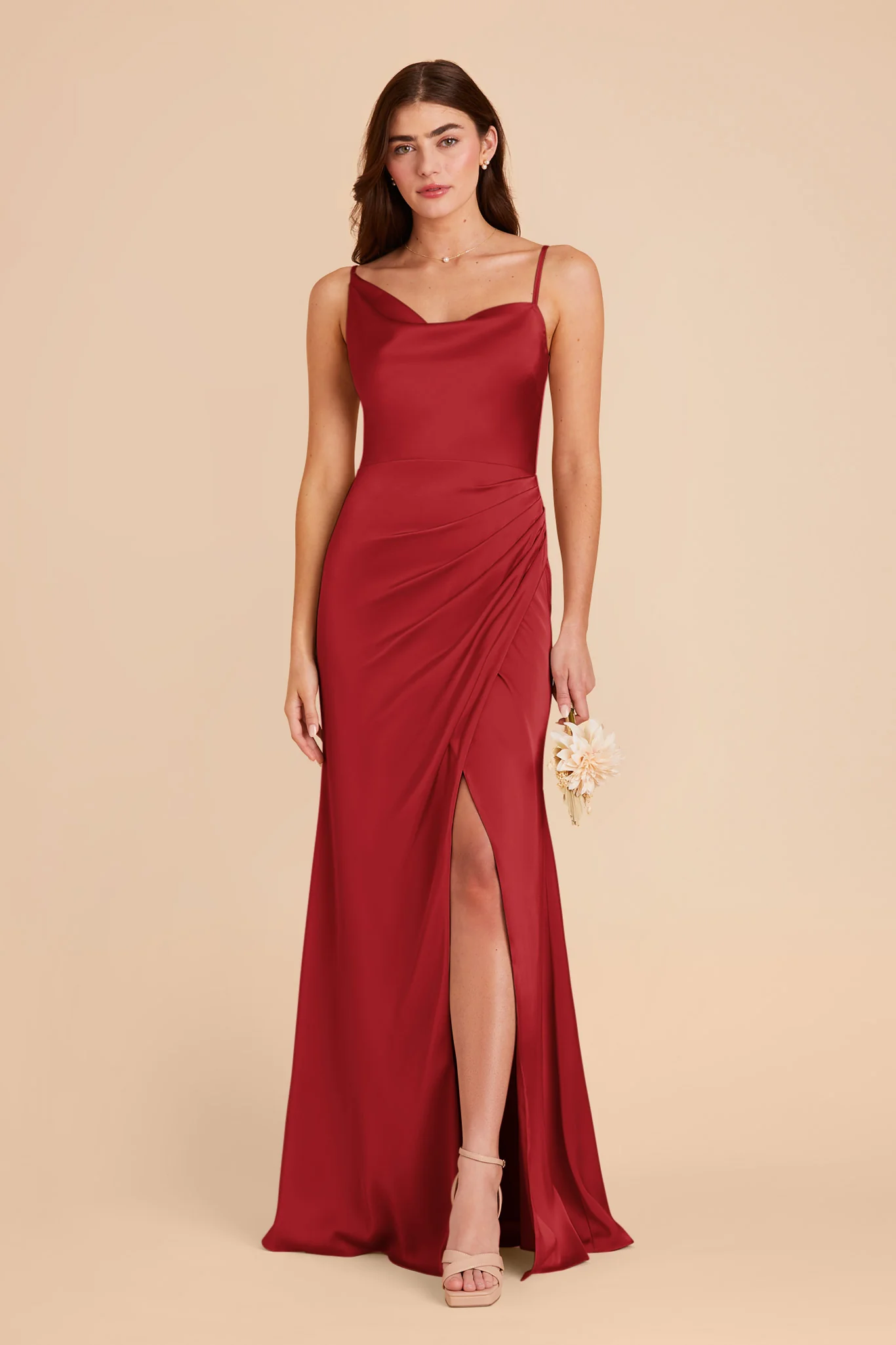 Jennifer Matte Satin Dress - Ruby Red