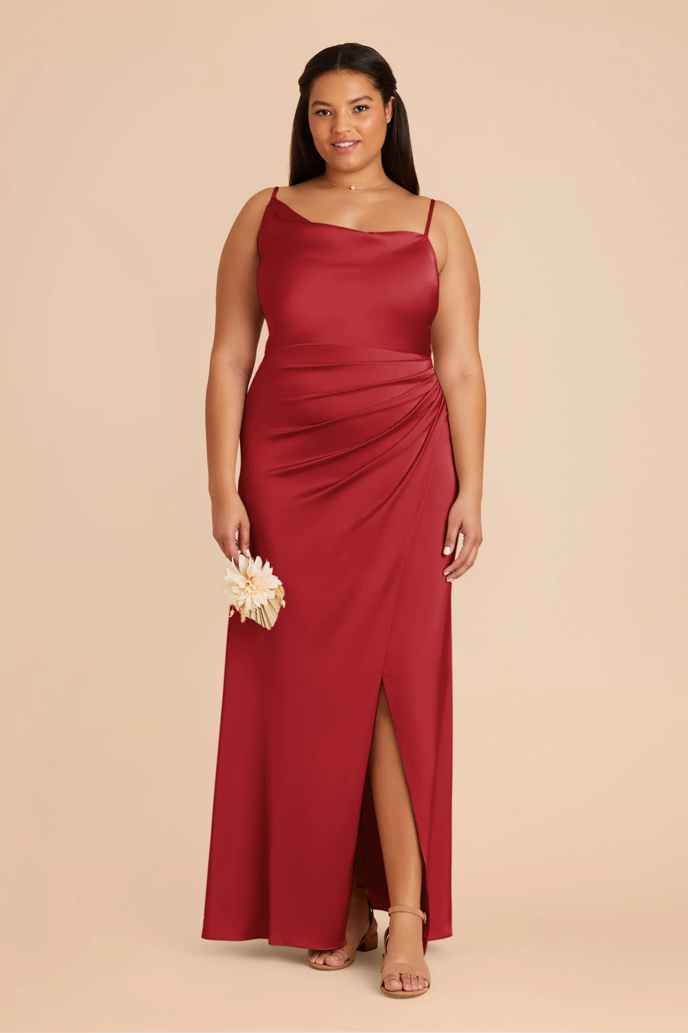 Jennifer Matte Satin Dress - Ruby Red - Image 2