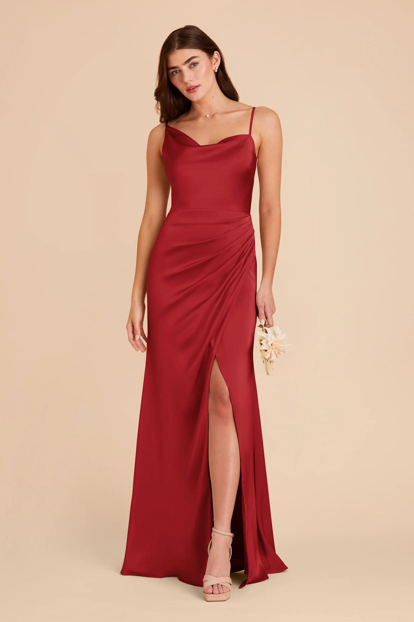 Jennifer Matte Satin Dress - Ruby Red - Image 3