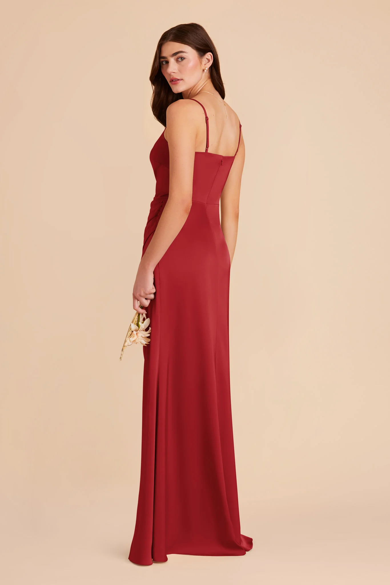 Jennifer Matte Satin Dress - Ruby Red - Image 4