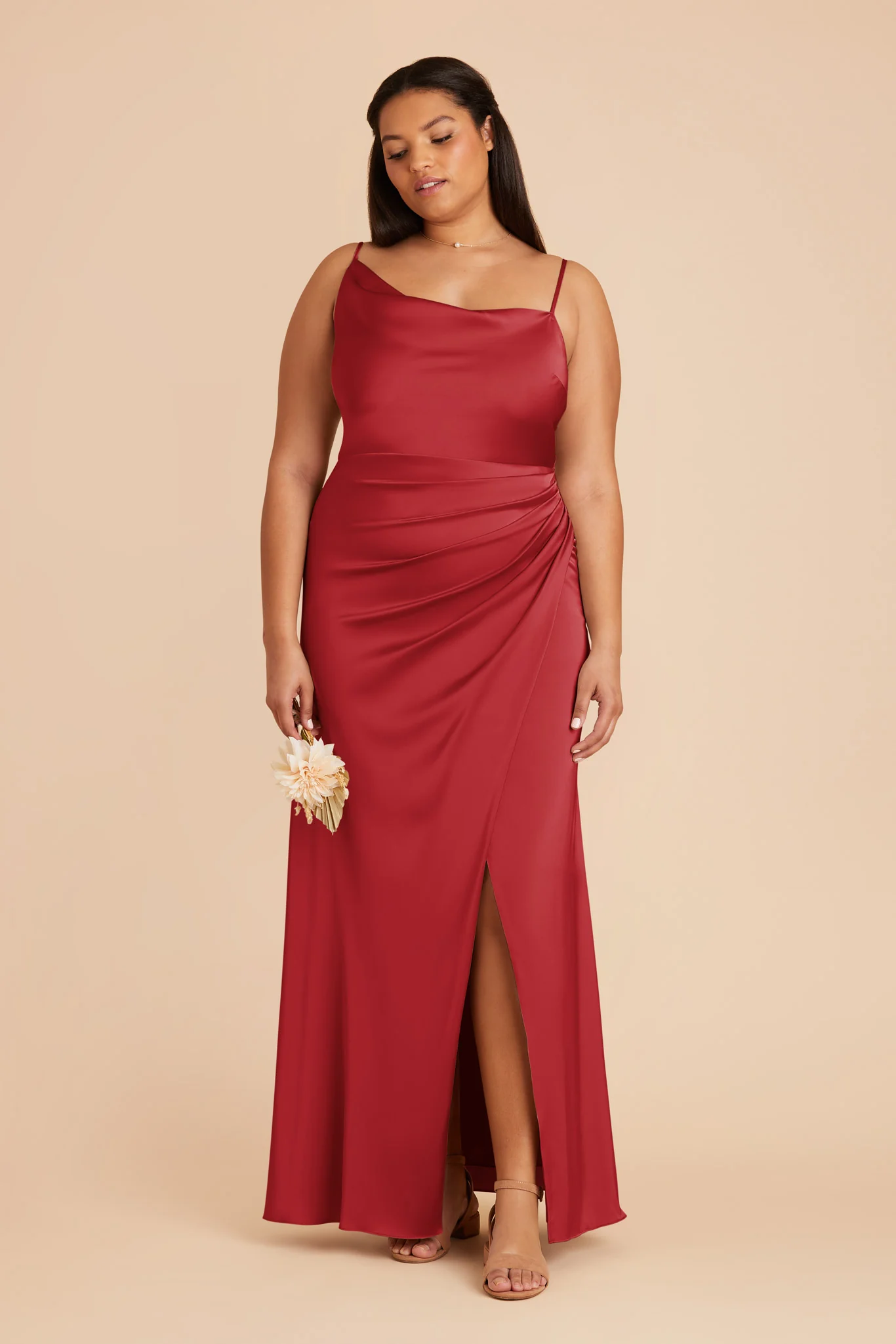 Jennifer Matte Satin Dress - Ruby Red - Image 7