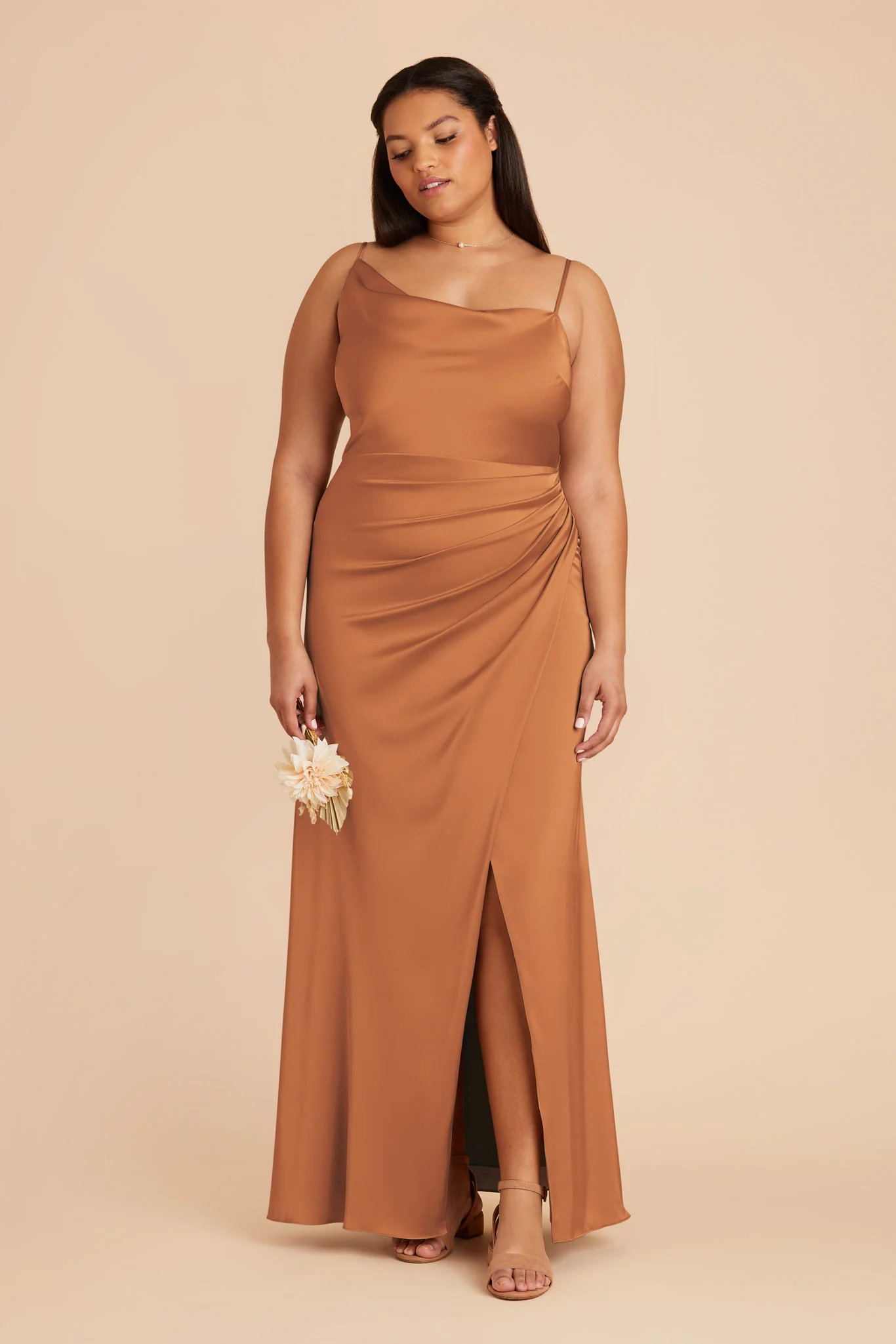 Jennifer Matte Satin Dress - Rust - Image 7