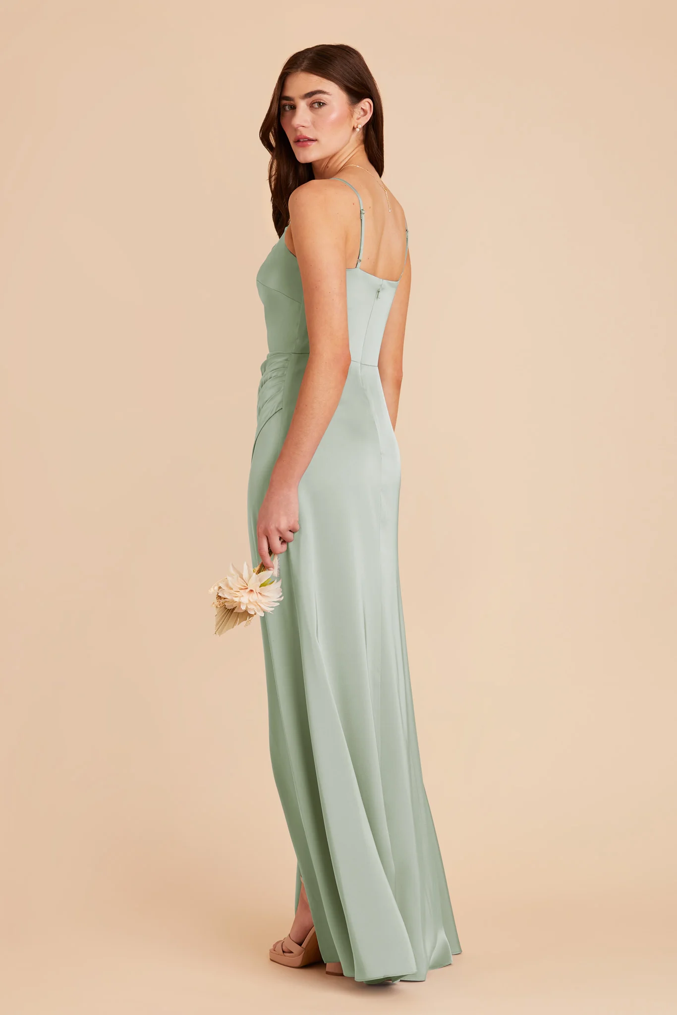 Jennifer Matte Satin Dress - Sage - Image 4