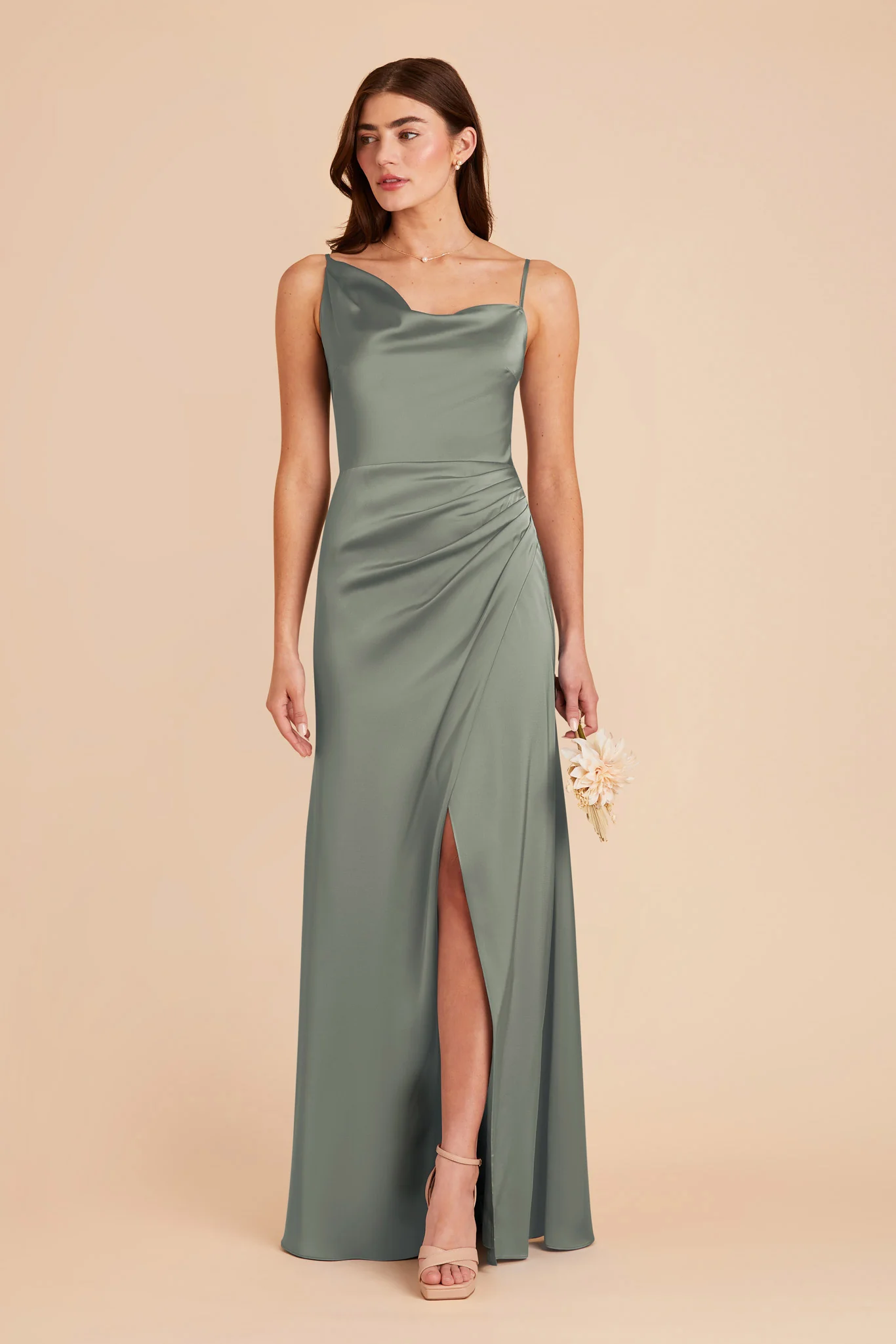 Jennifer Matte Satin Dress - Sea Glass - Image 3