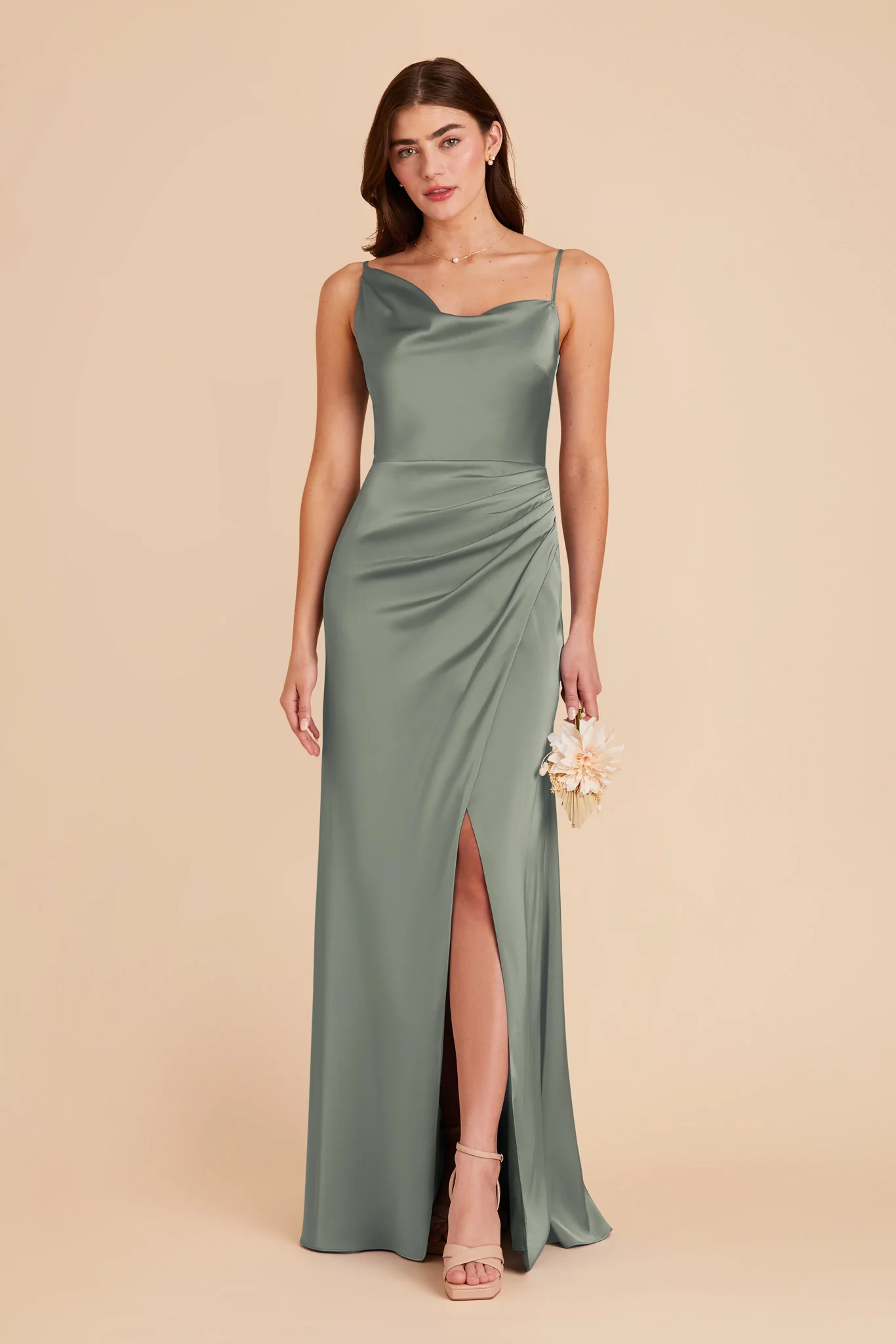 Jennifer Matte Satin Dress - Sea Glass - Image 4