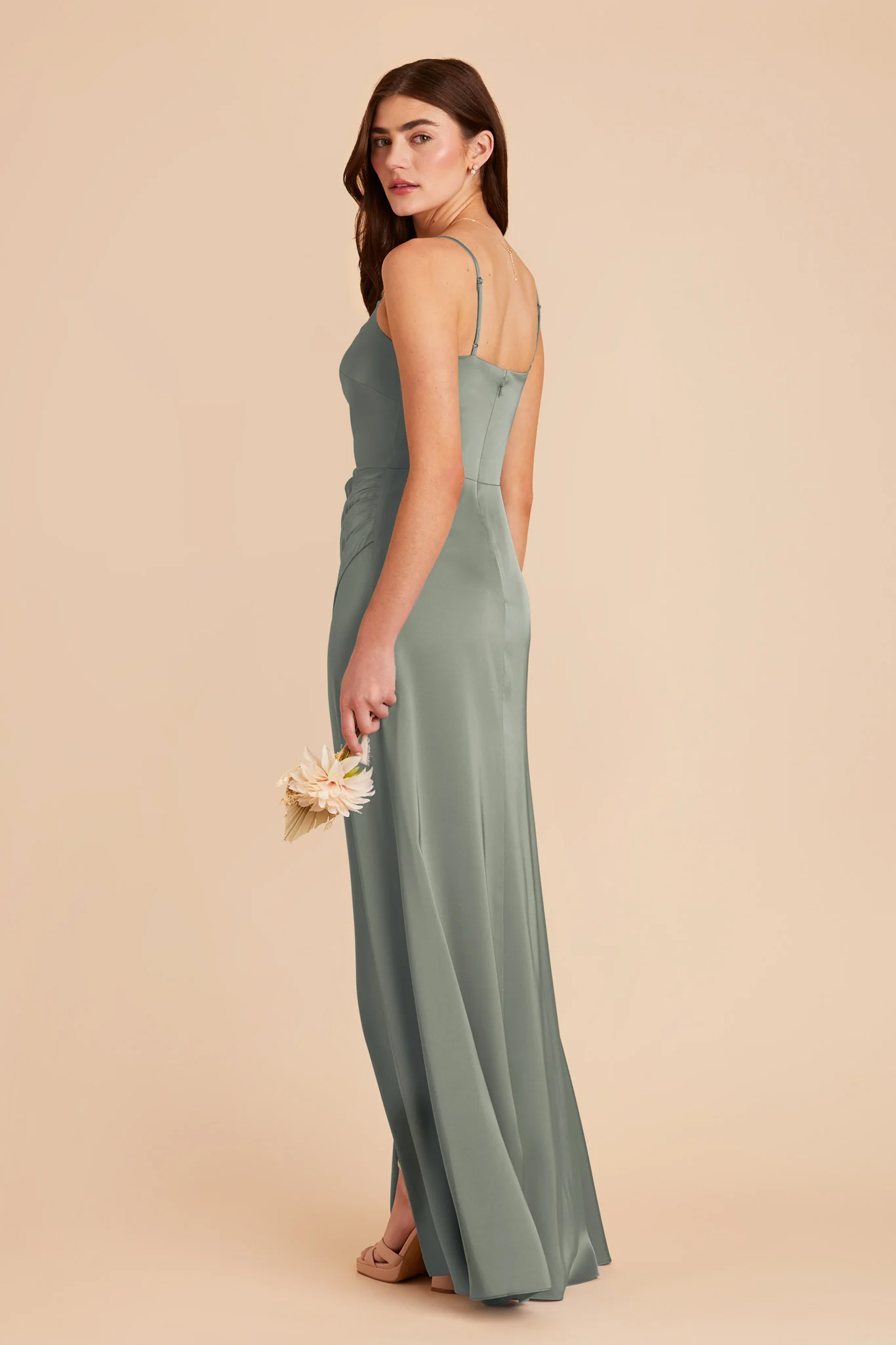 Jennifer Matte Satin Dress - Sea Glass - Image 6