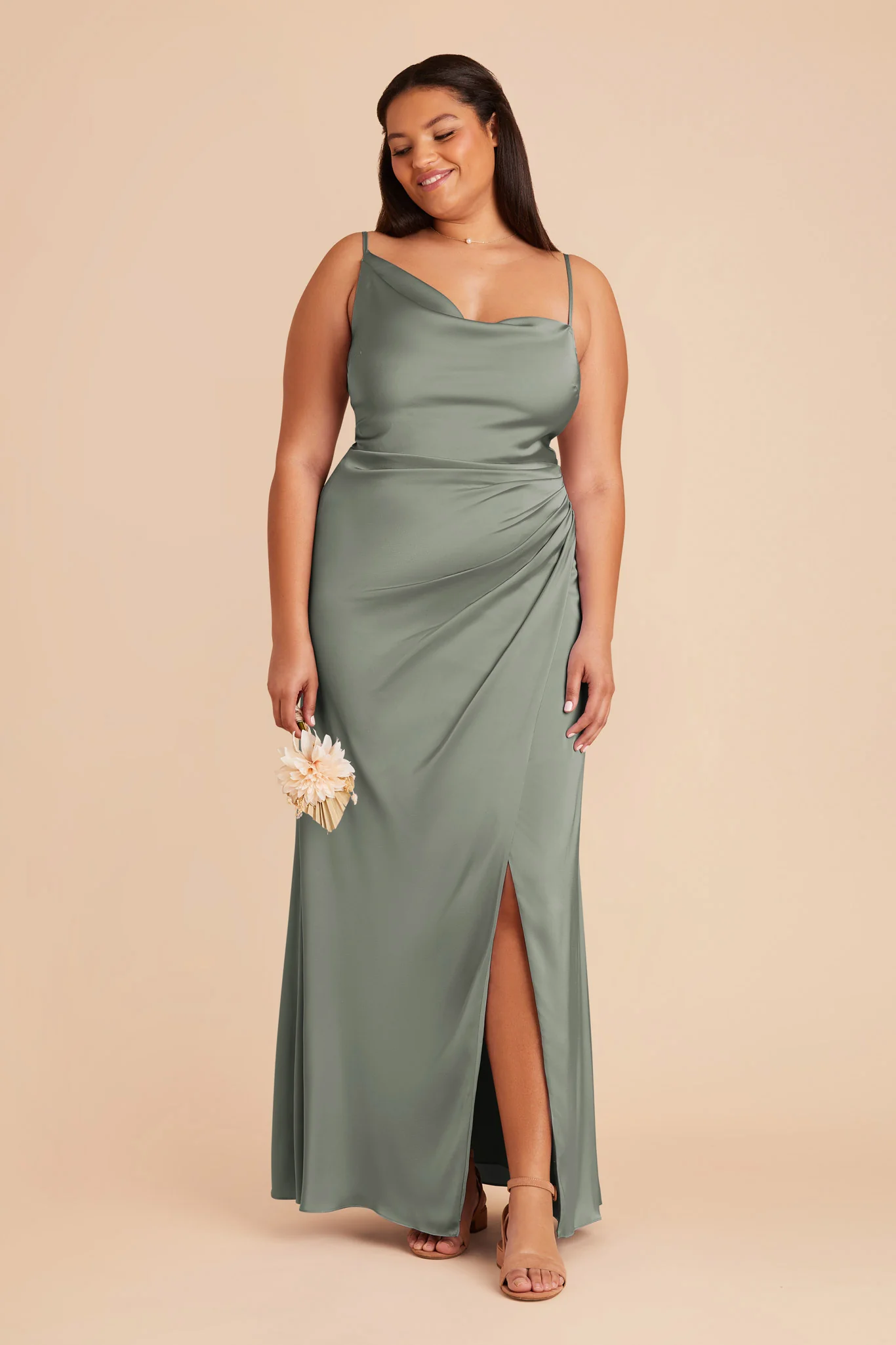 Jennifer Matte Satin Dress - Sea Glass - Image 8