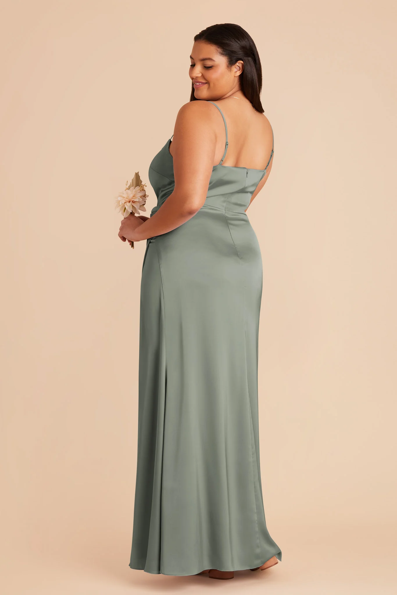 Jennifer Matte Satin Dress - Sea Glass - Image 9