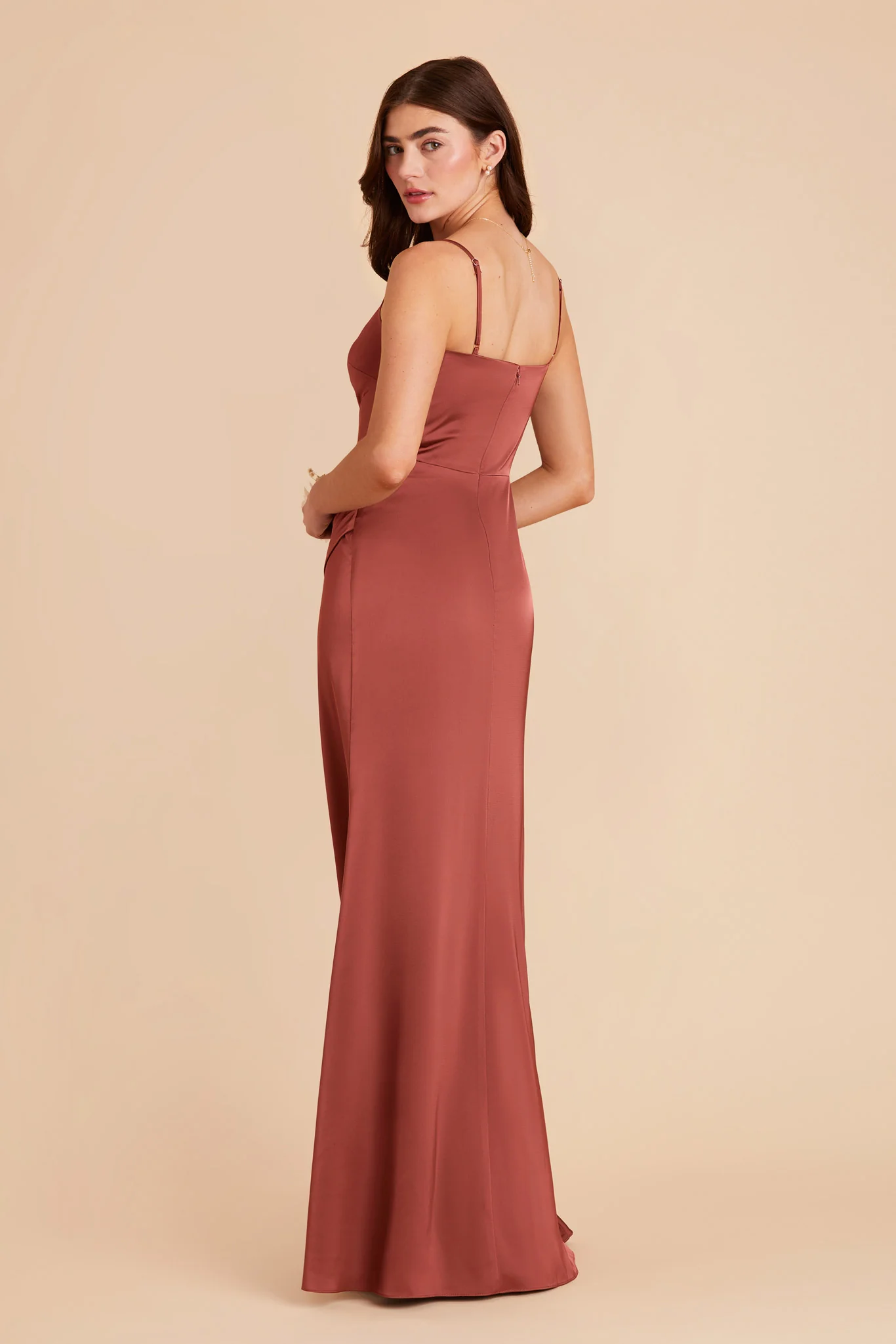 Jennifer Matte Satin Dress - Spice - Image 4