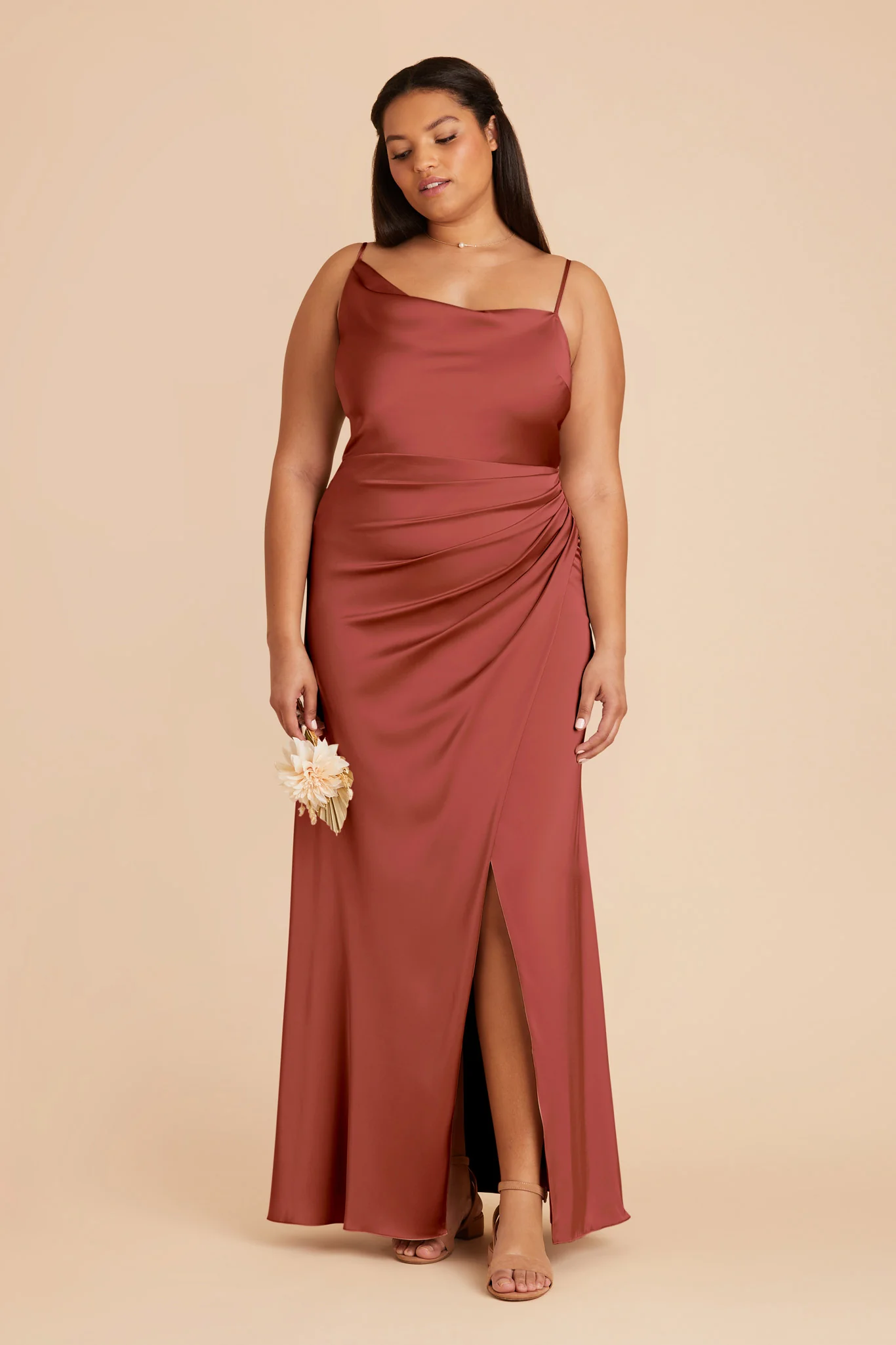 Jennifer Matte Satin Dress - Spice - Image 7