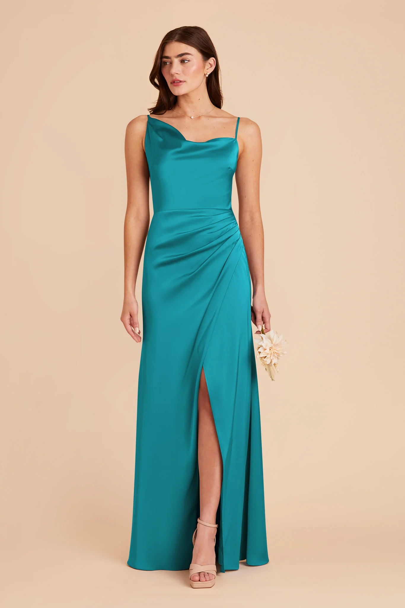 Jennifer Matte Satin Dress - Teal