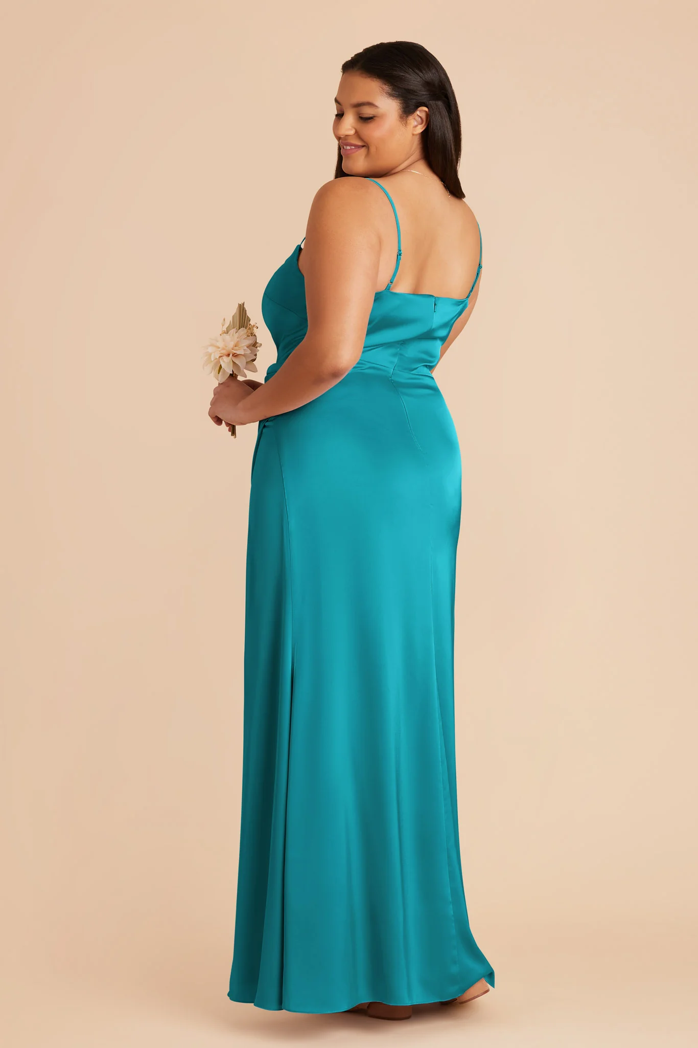 Jennifer Matte Satin Dress - Teal - Image 6