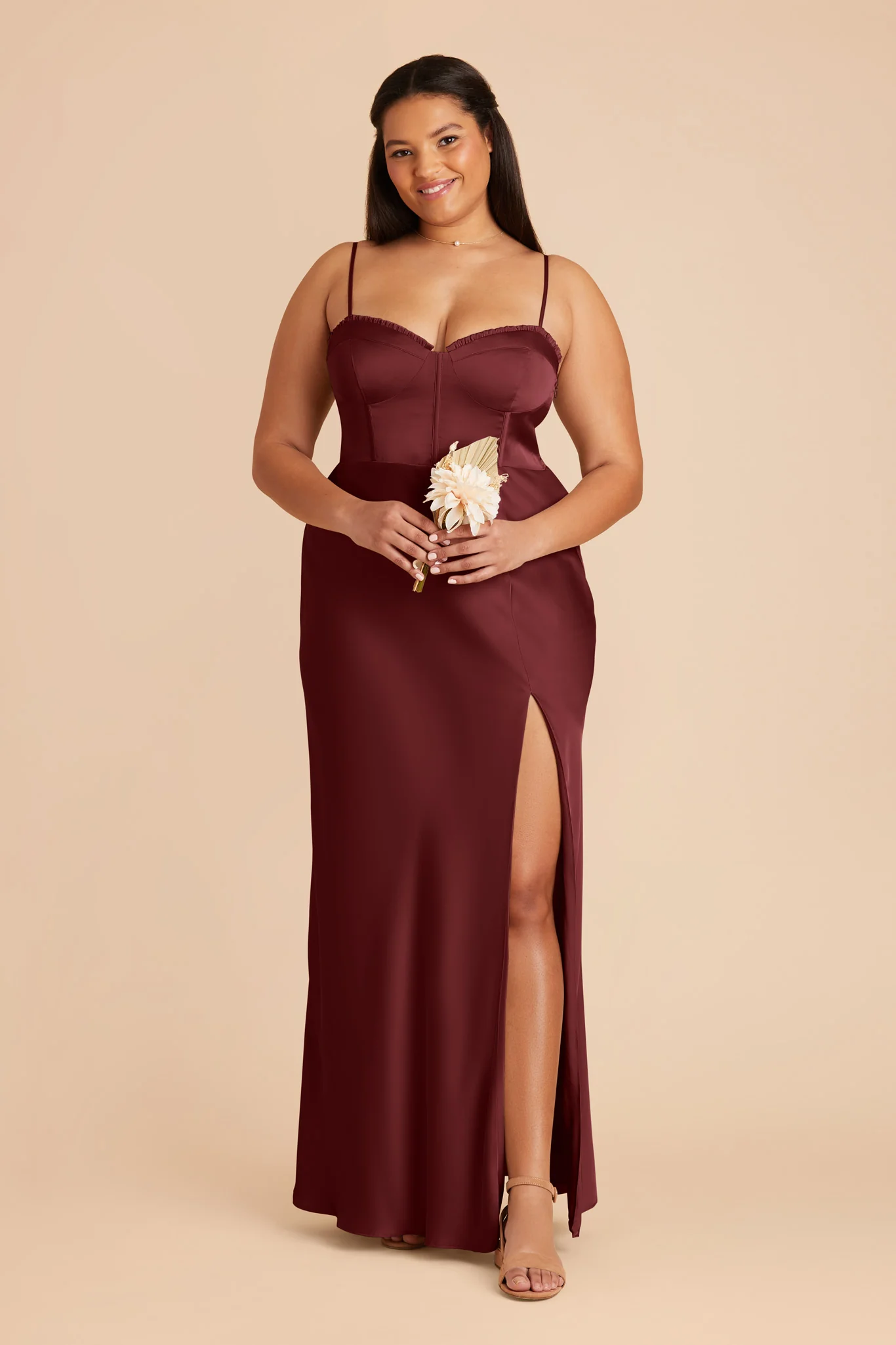 Jessica Matte Satin Dress - Cabernet - Image 7