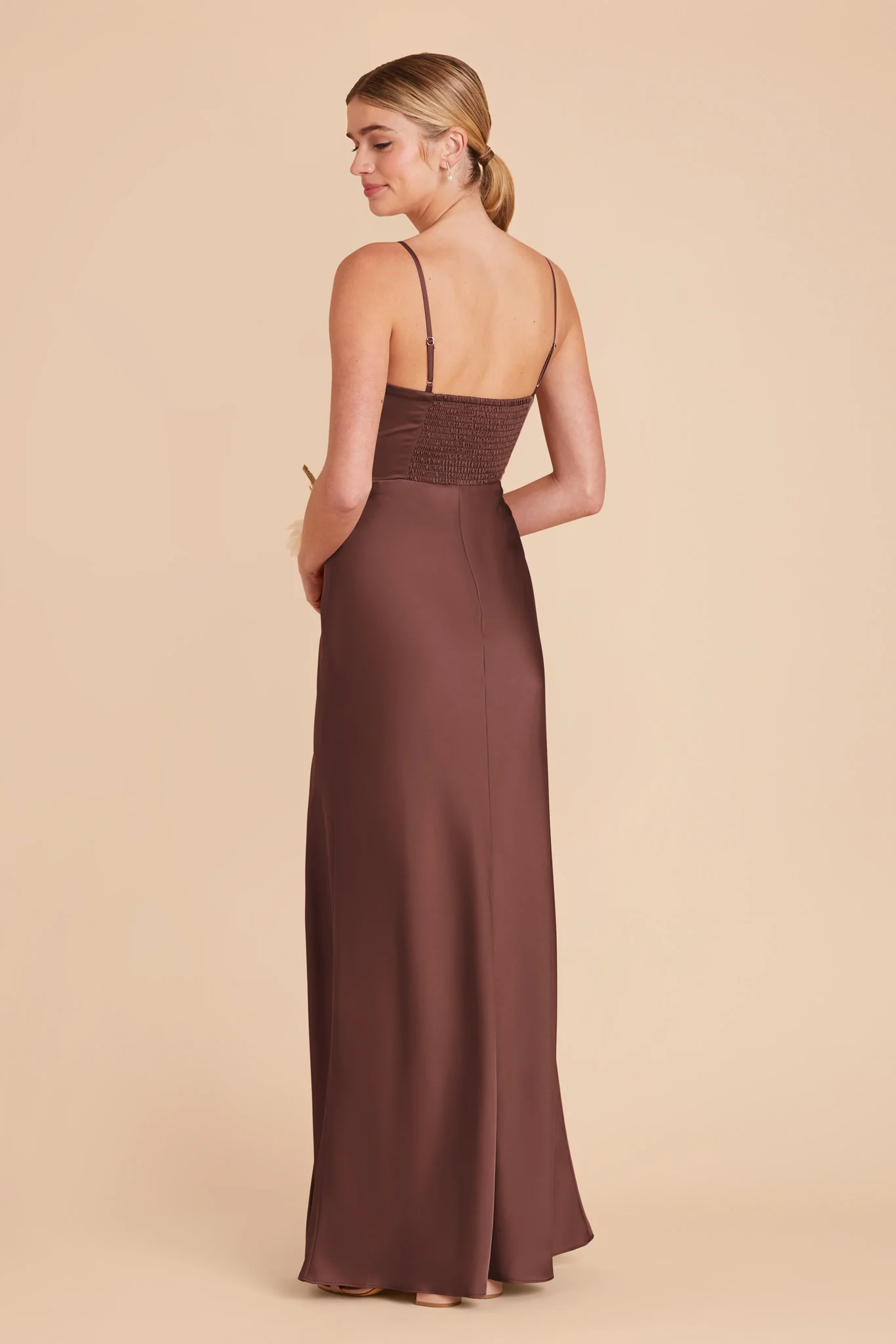 Jessica Matte Satin Dress - Chocolate Brown - Image 5