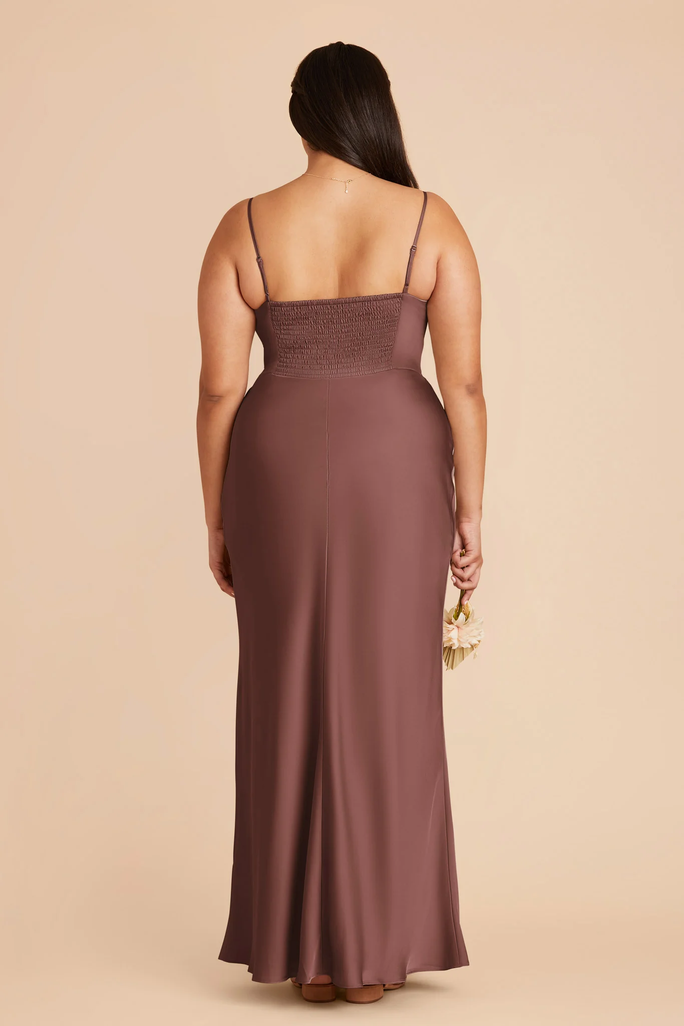 Jessica Matte Satin Dress - Chocolate Brown - Image 9