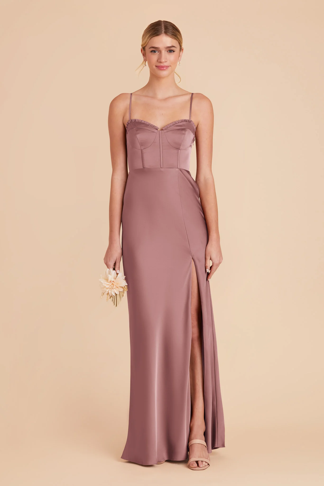 Jessica Matte Satin Dress - Dark Mauve