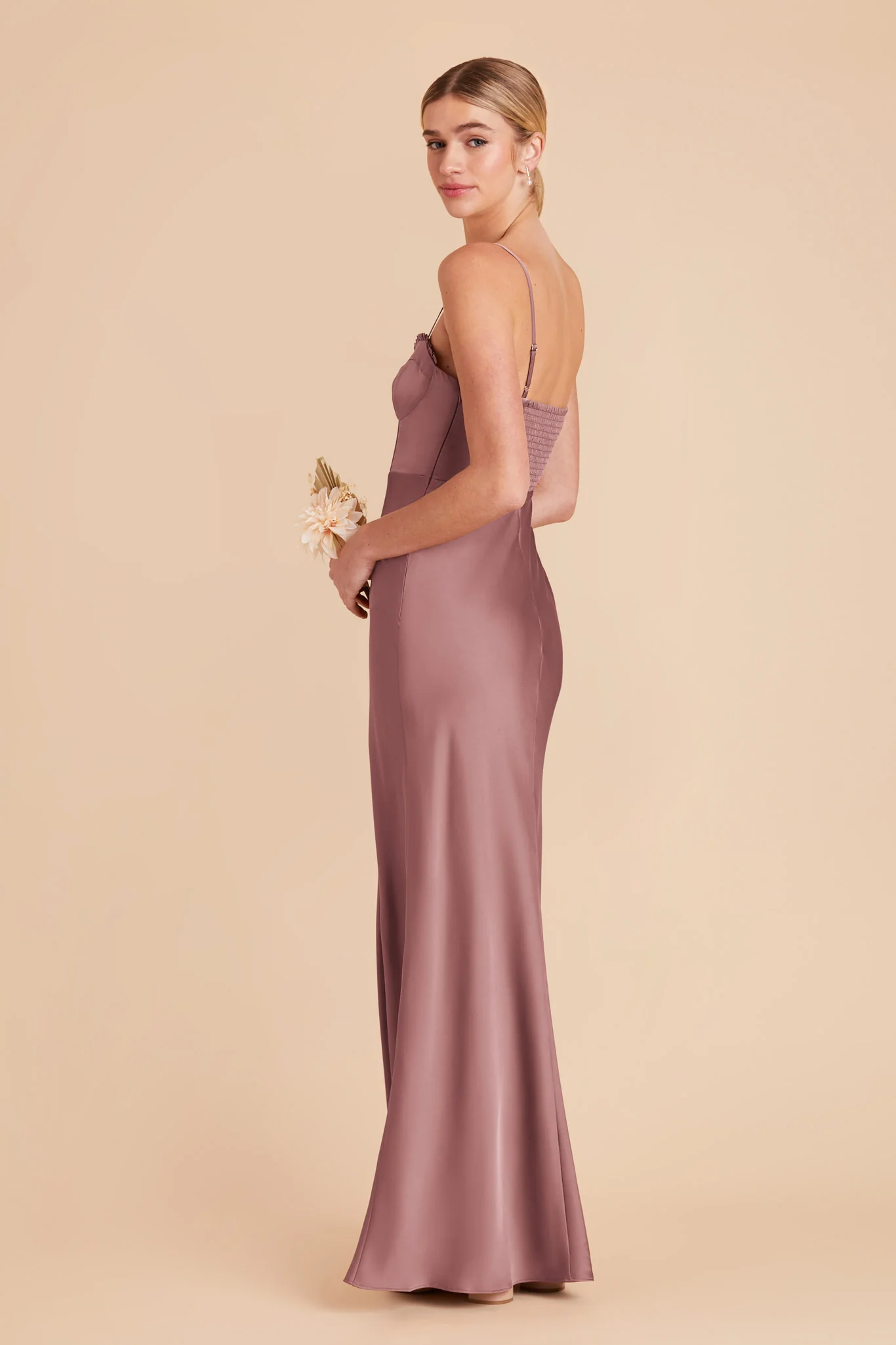 Jessica Matte Satin Dress - Dark Mauve - Image 4