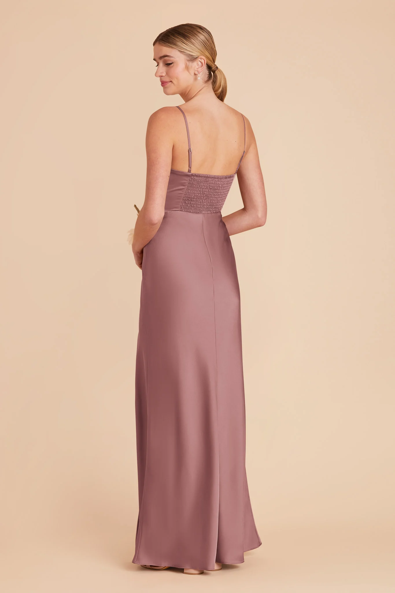 Jessica Matte Satin Dress - Dark Mauve - Image 5