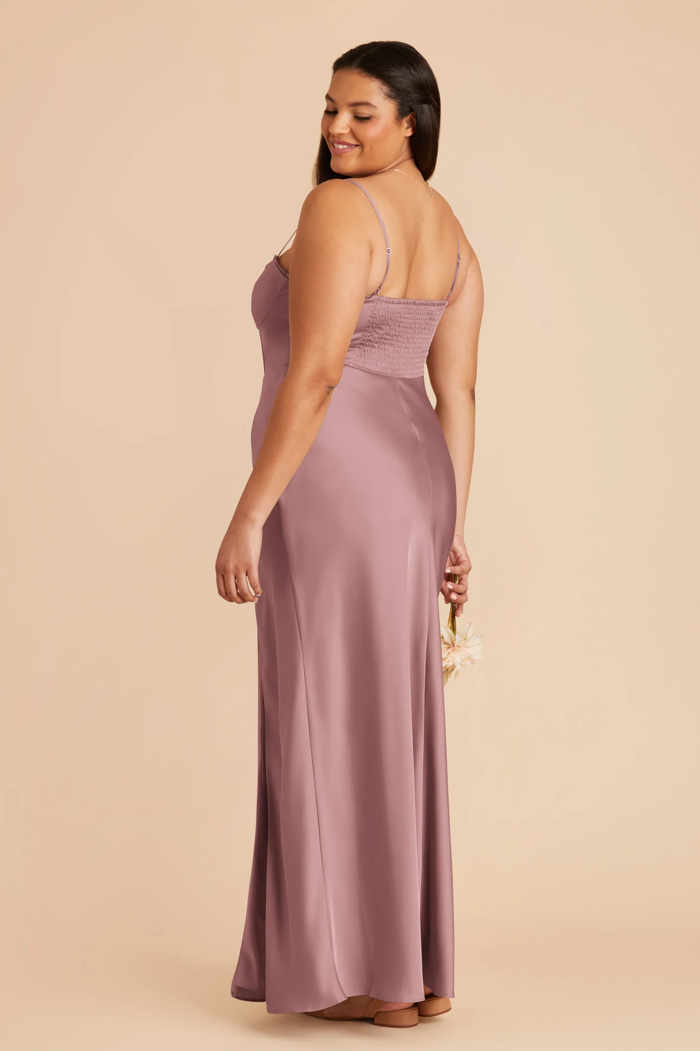 Jessica Matte Satin Dress - Dark Mauve - Image 8