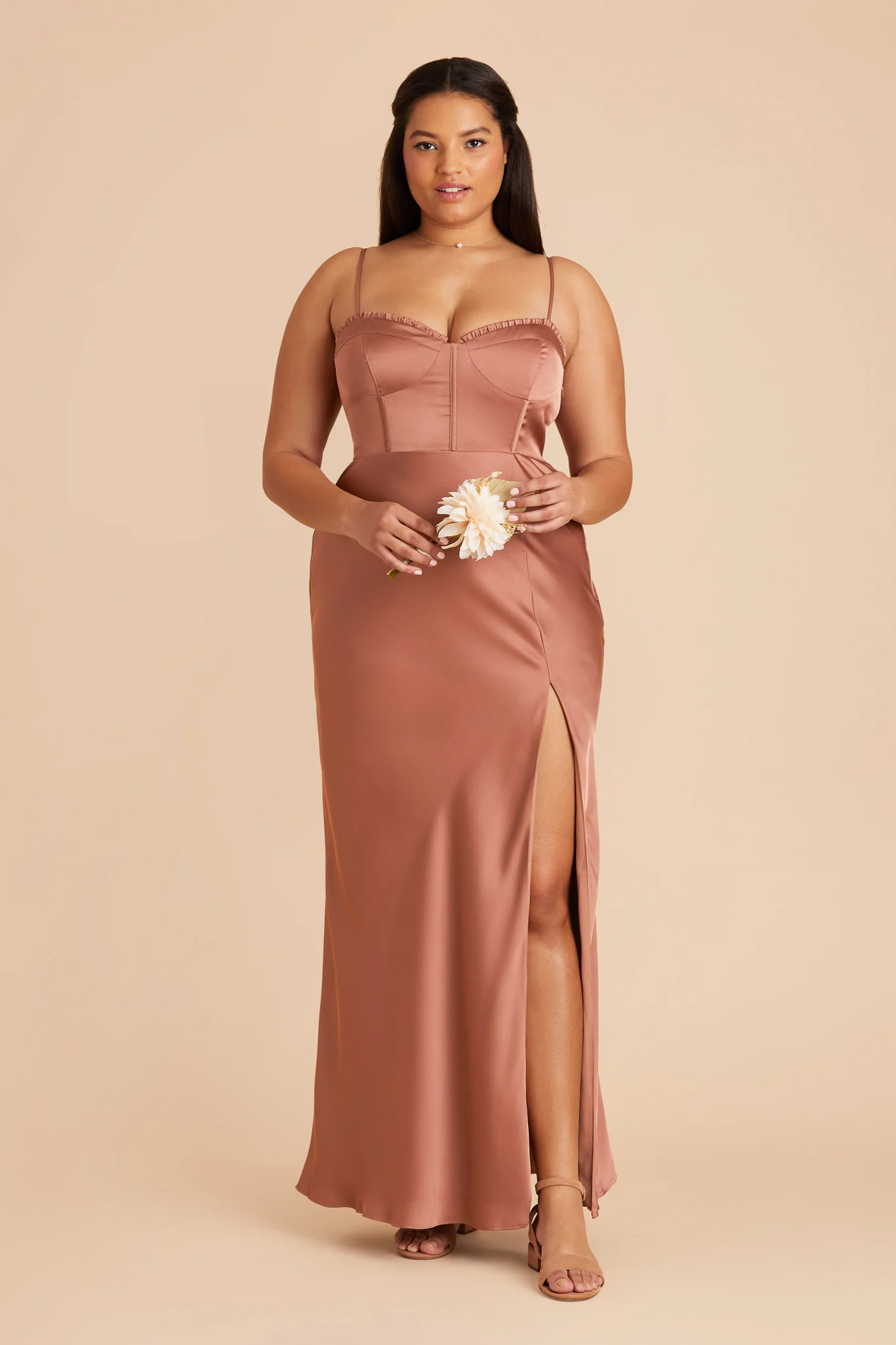 Jessica Matte Satin Dress - Desert Rose - Image 2