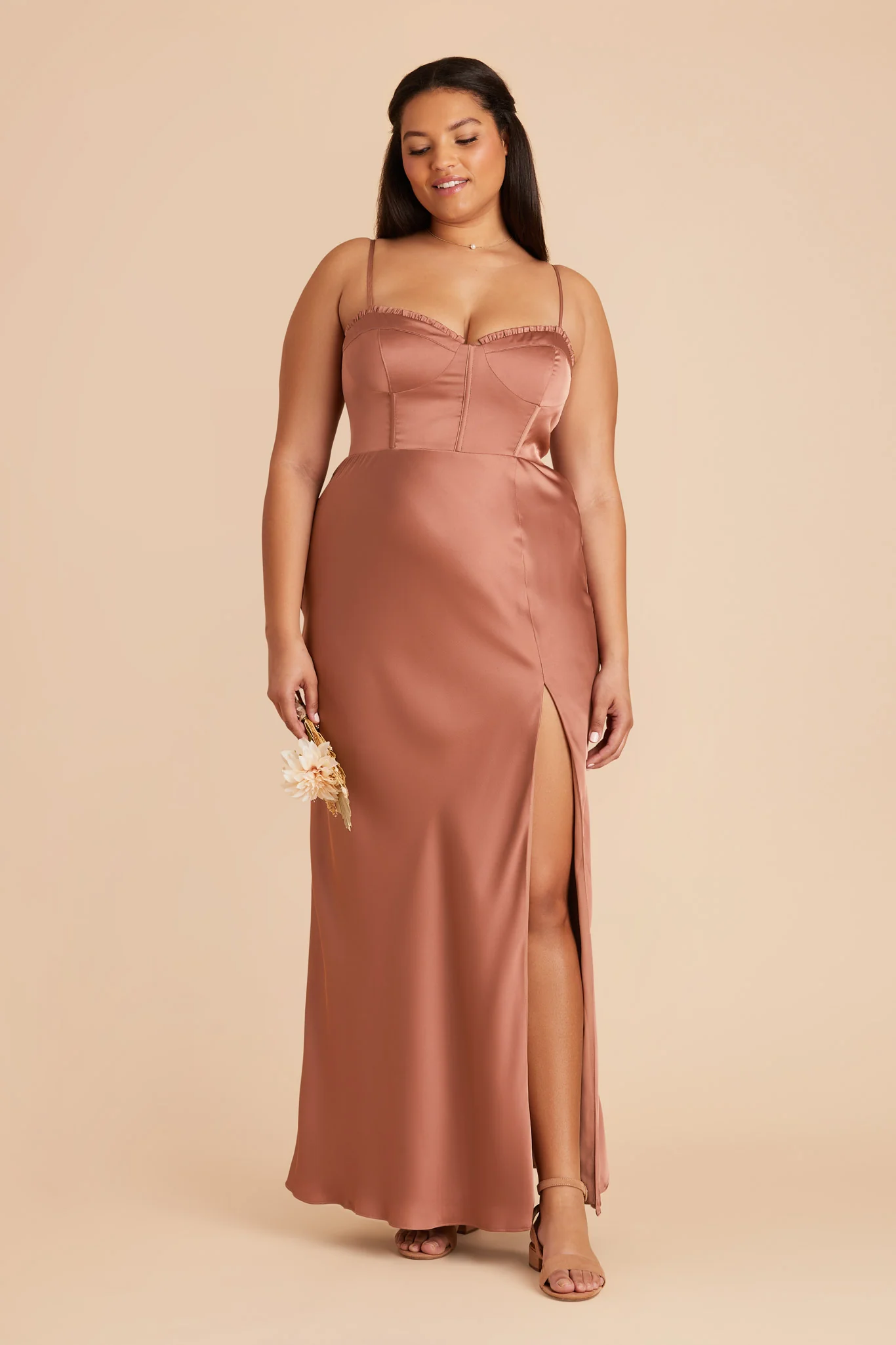 Jessica Matte Satin Dress - Desert Rose - Image 6
