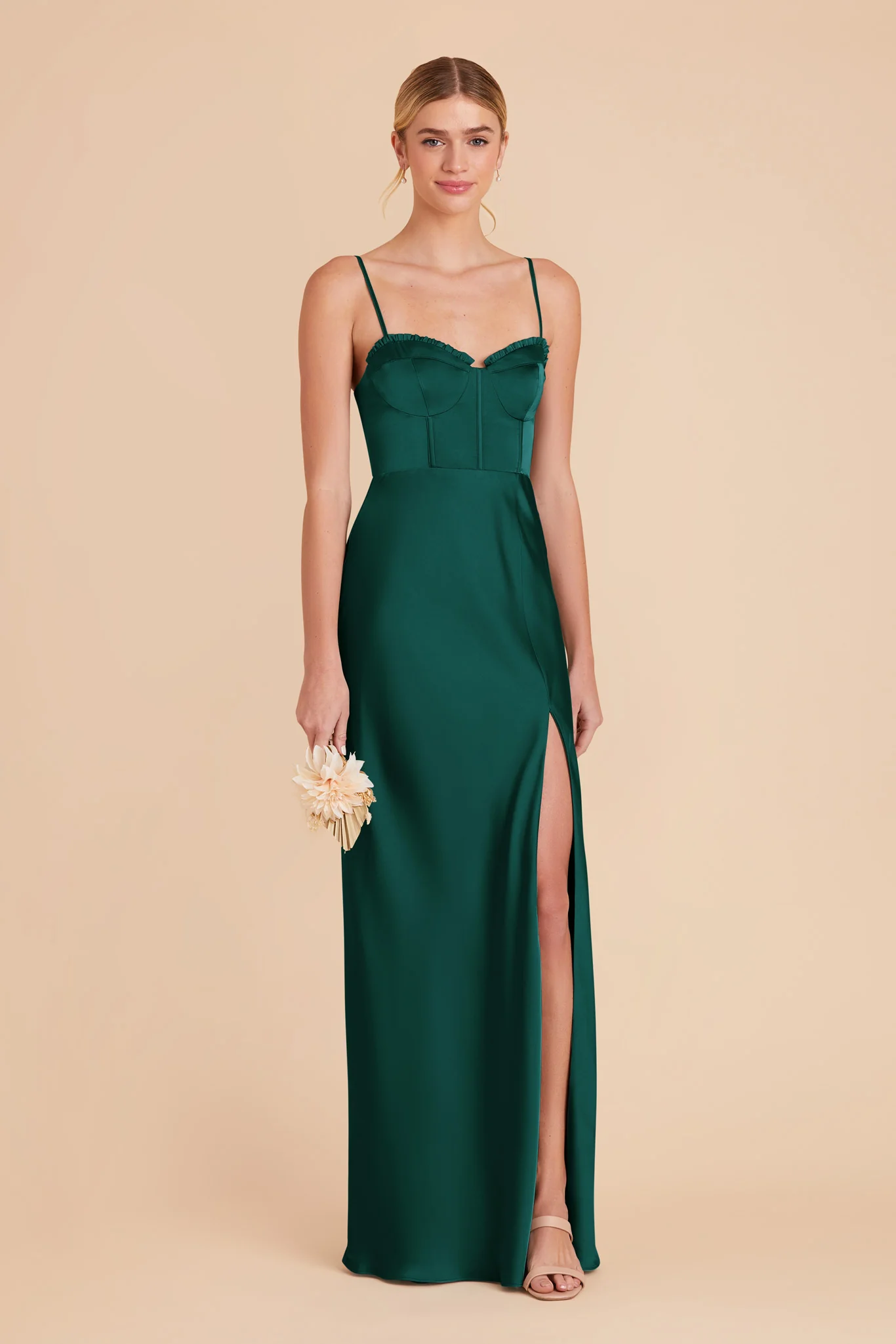 Jessica Matte Satin Dress - Emerald - Image 3