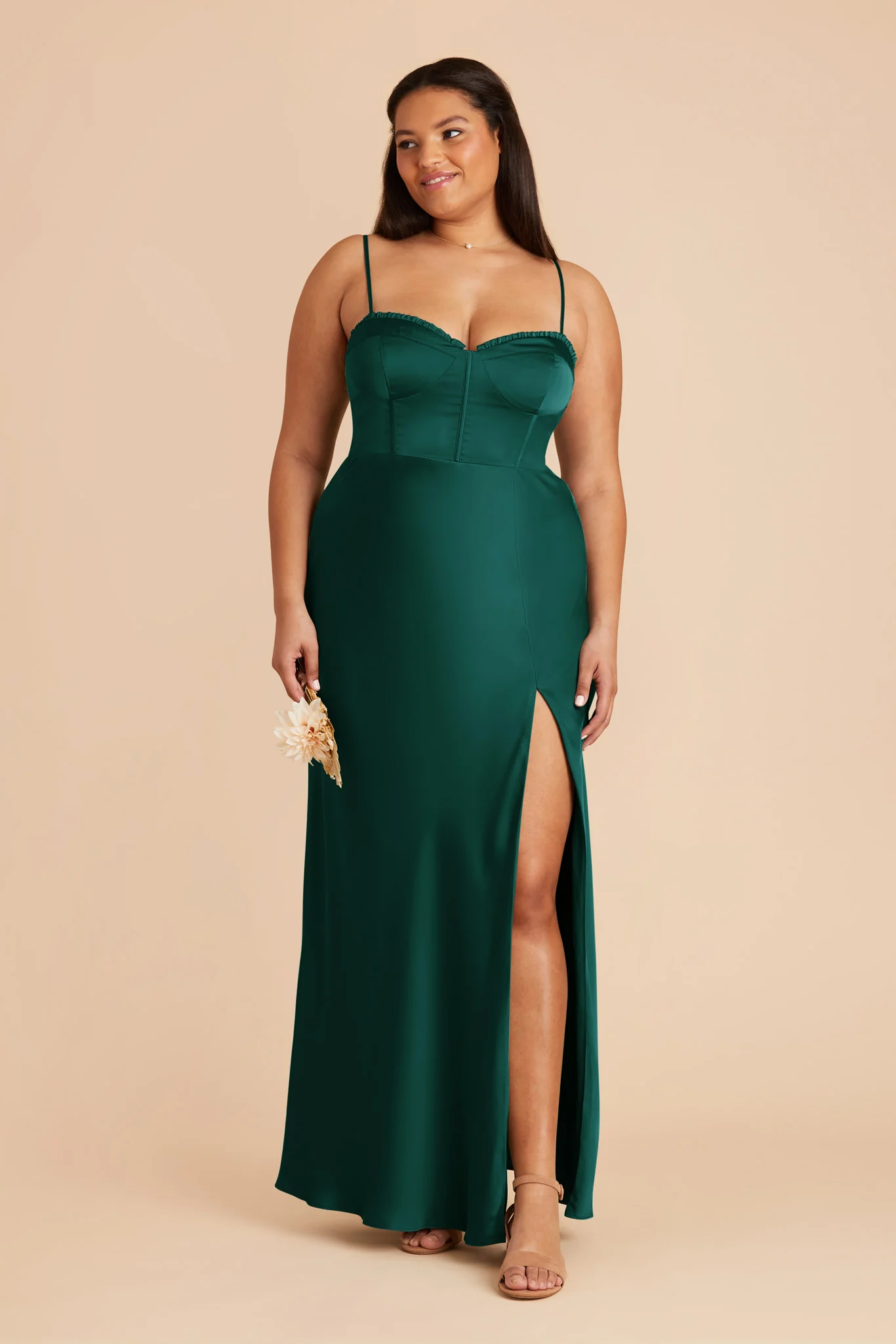 Jessica Matte Satin Dress - Emerald - Image 6