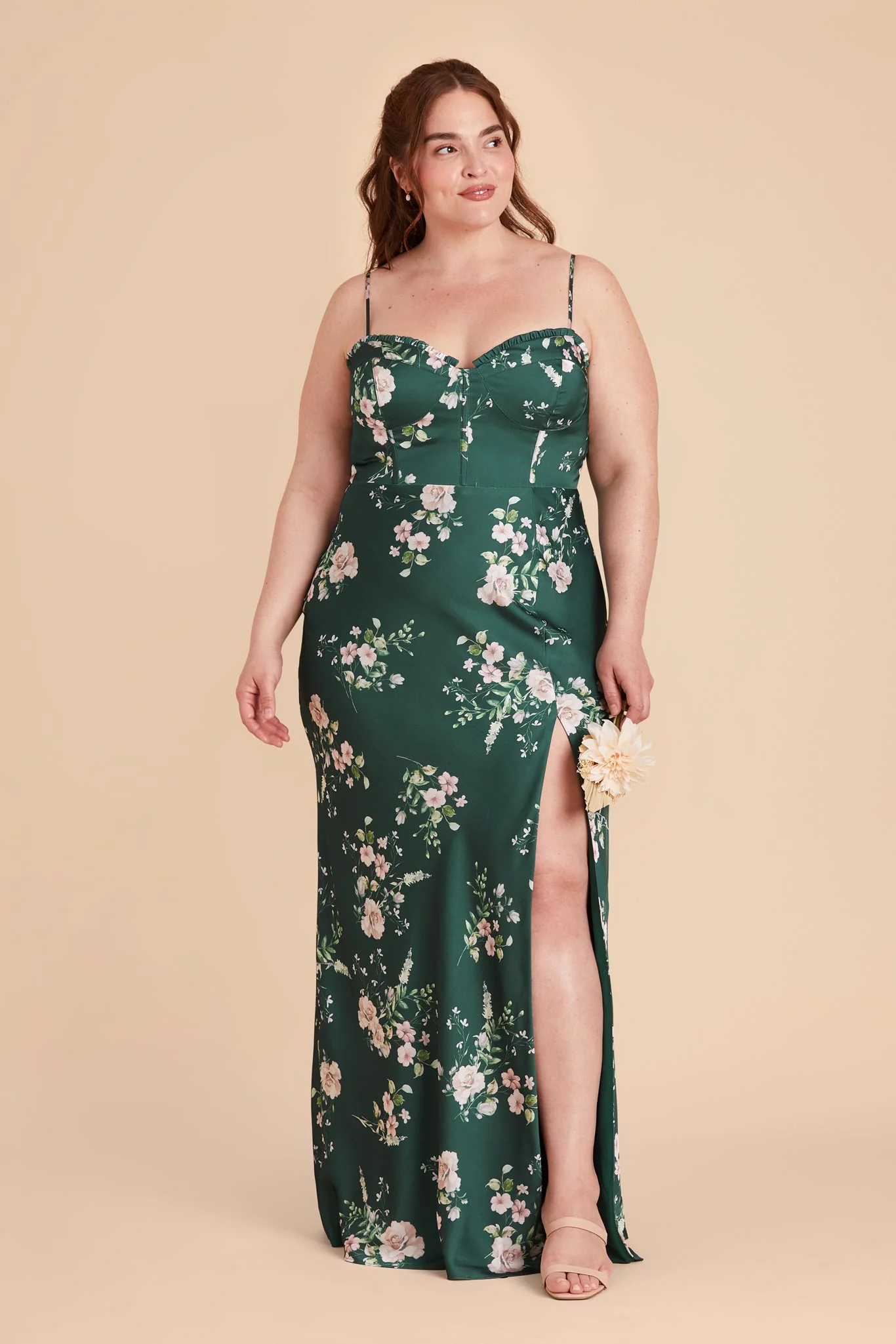 Jessica Matte Satin Dress - Emerald Garden Party - Image 2