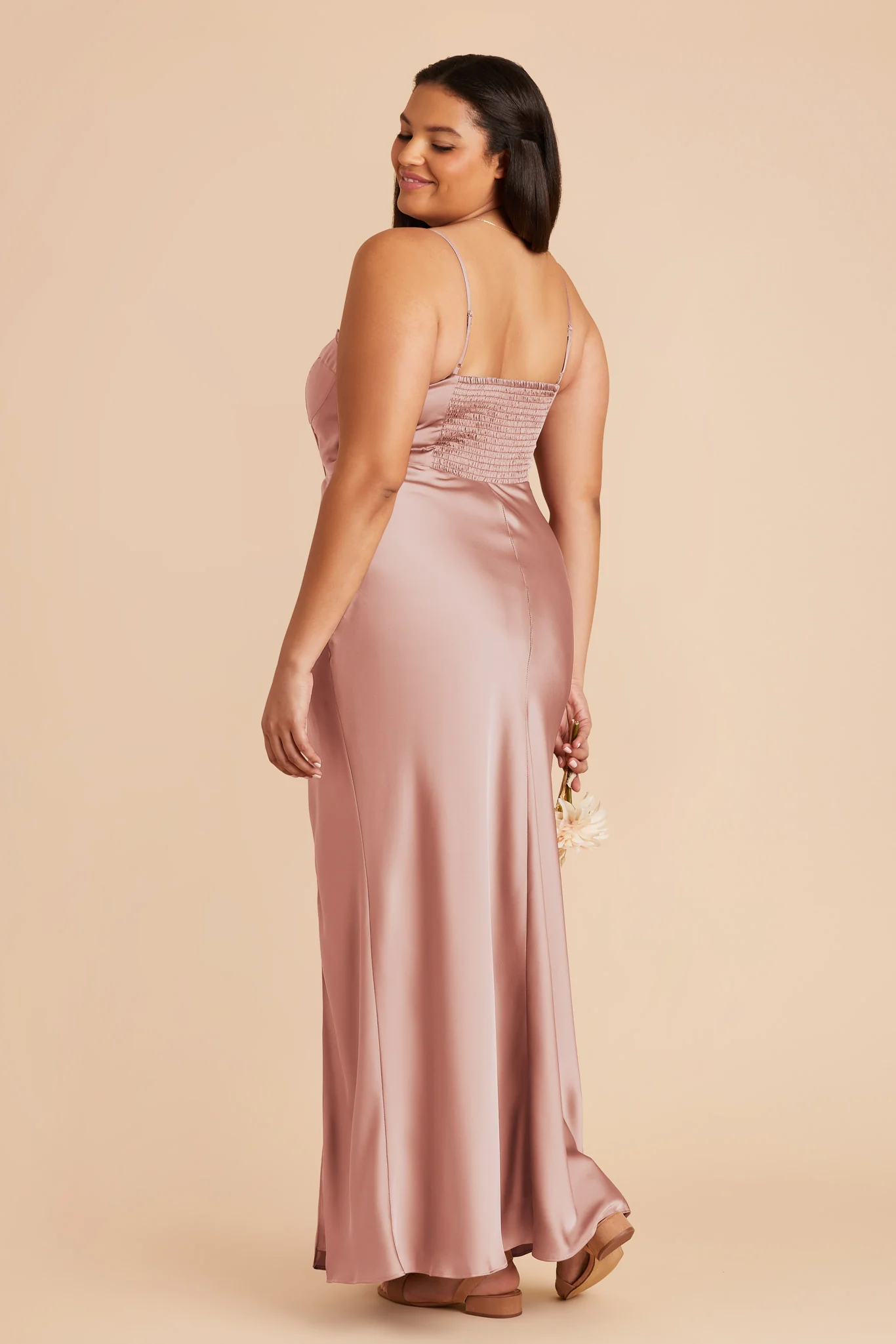 Jessica Matte Satin Dress - English Rose - Image 8