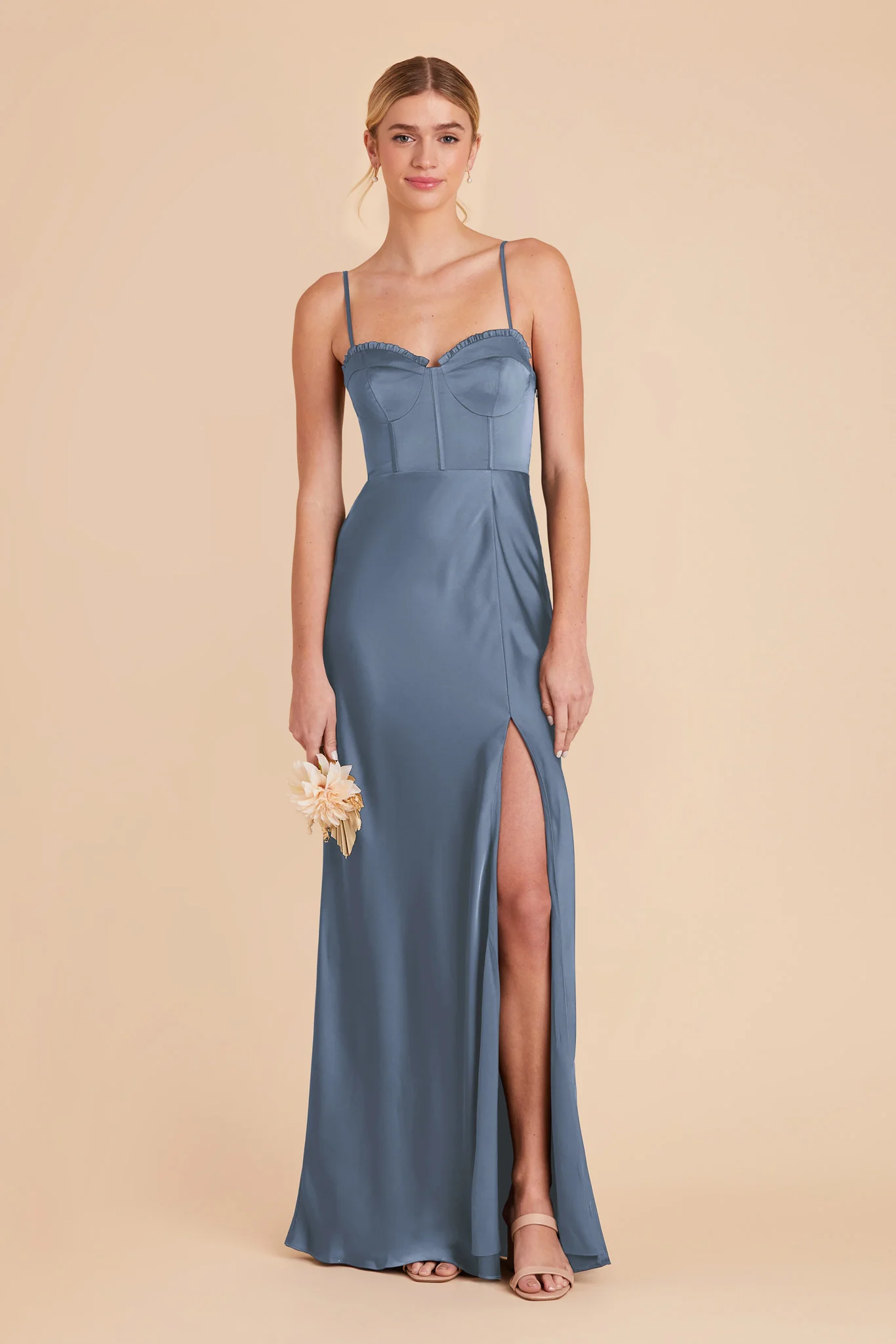 Jessica Matte Satin Dress - French Blue