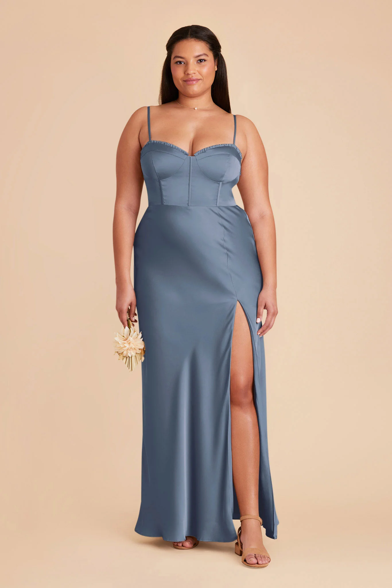 Jessica Matte Satin Dress - French Blue - Image 2