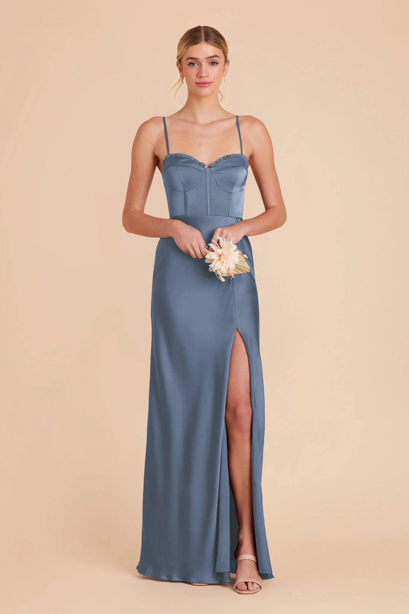Jessica Matte Satin Dress - French Blue - Image 3