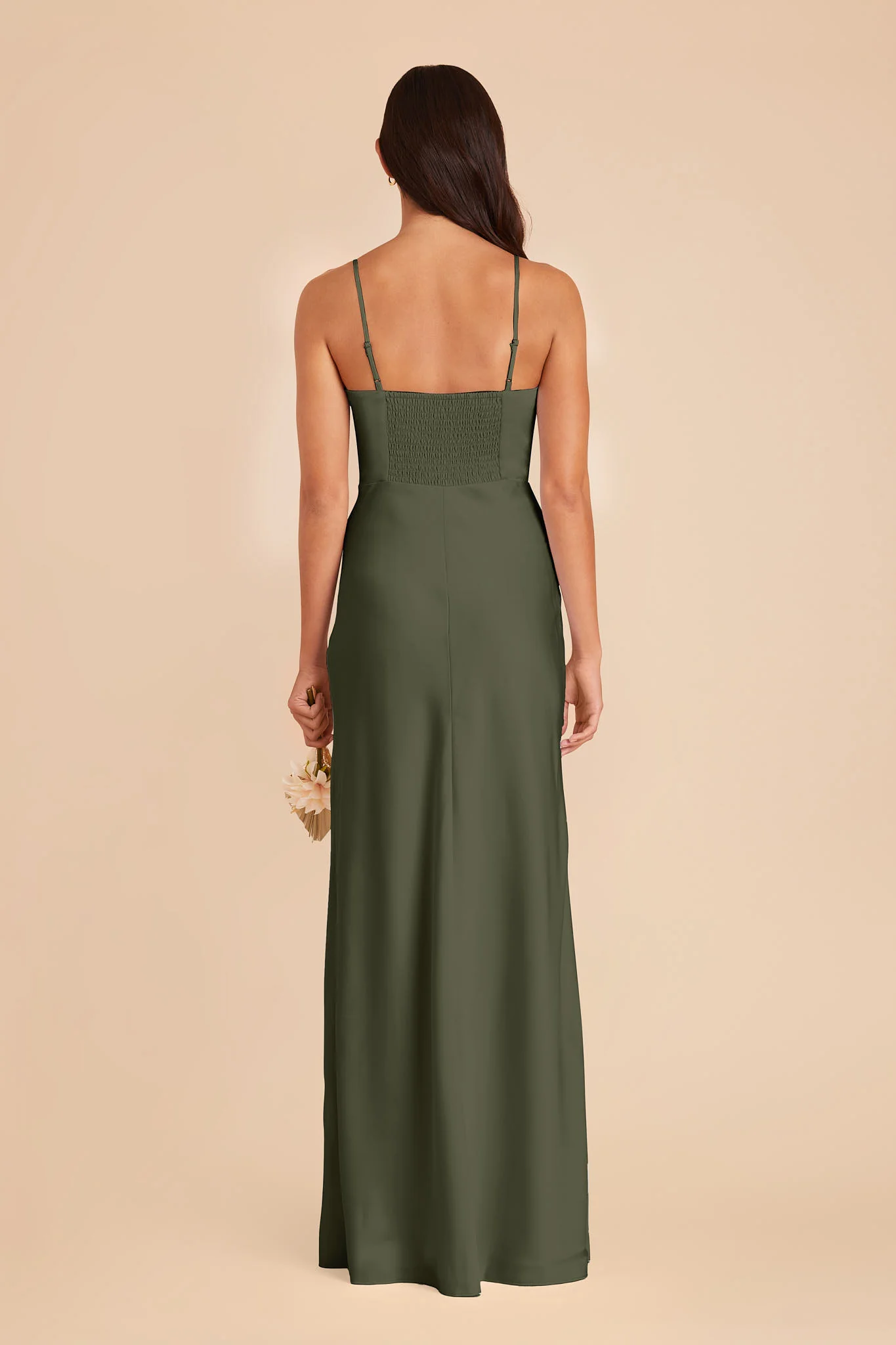 Jessica Matte Satin Dress - Olive - Image 5