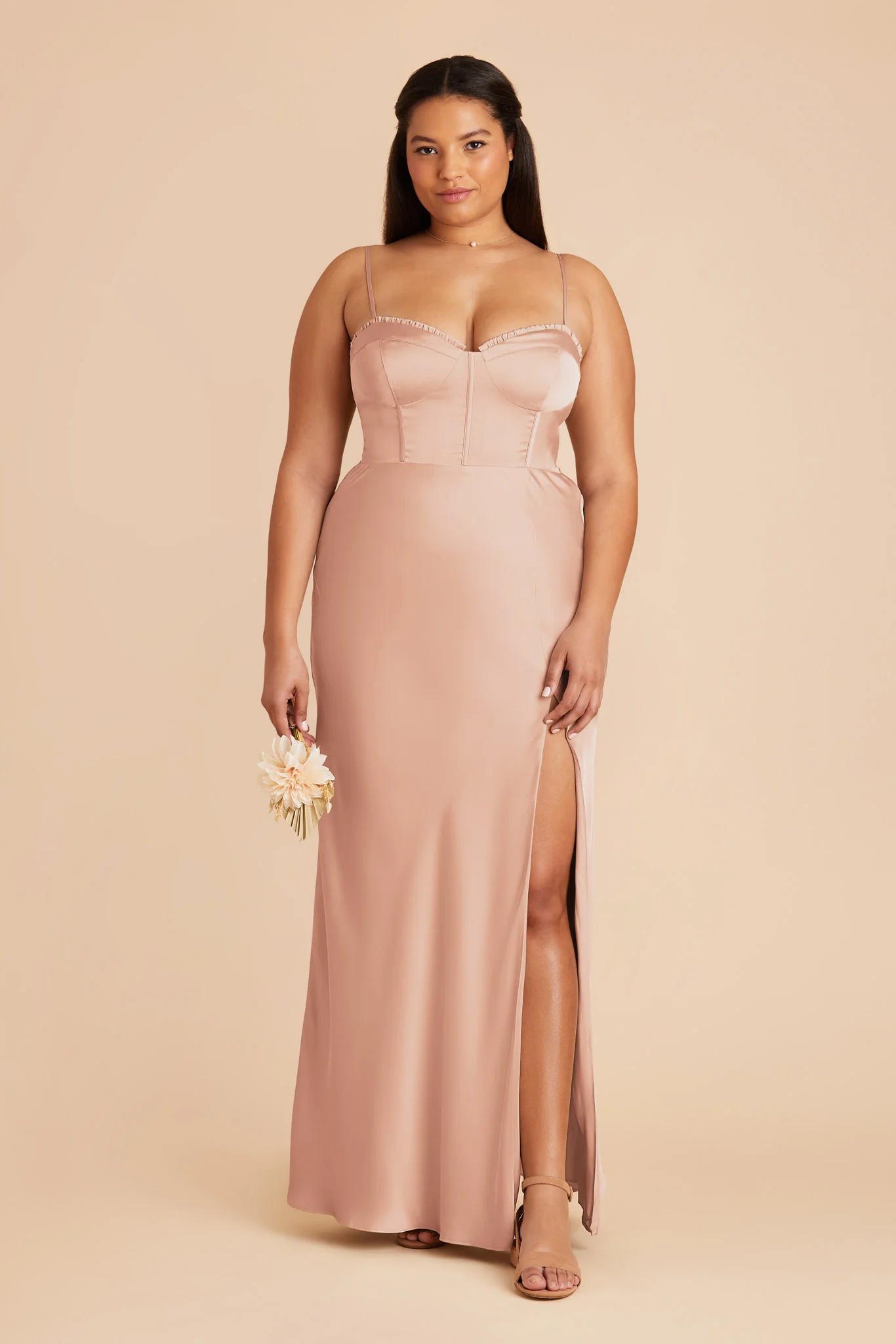 Jessica Matte Satin Dress - Rose Gold - Image 2