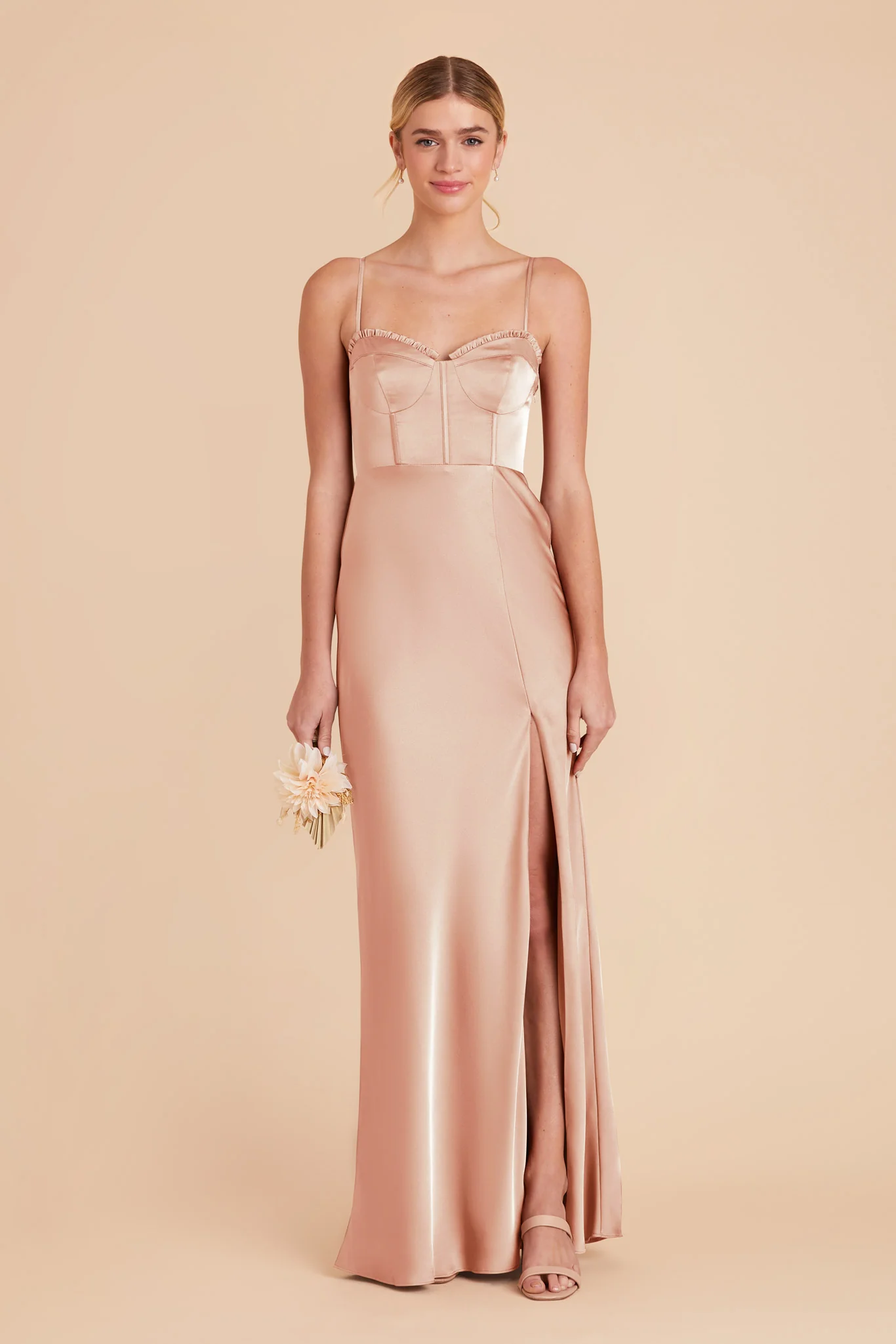 Jessica Matte Satin Dress - Rose Gold - Image 3