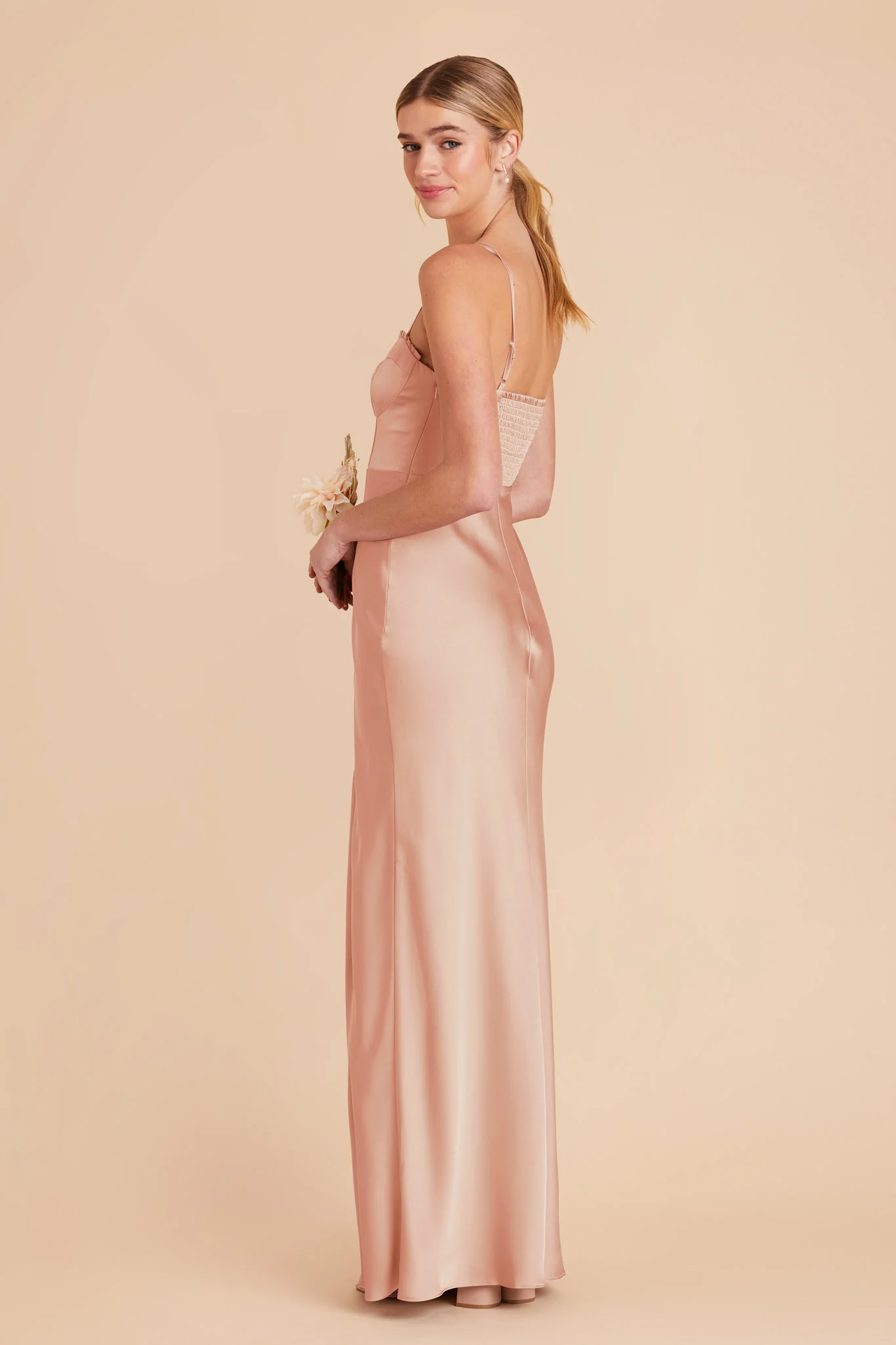 Jessica Matte Satin Dress - Rose Gold - Image 4
