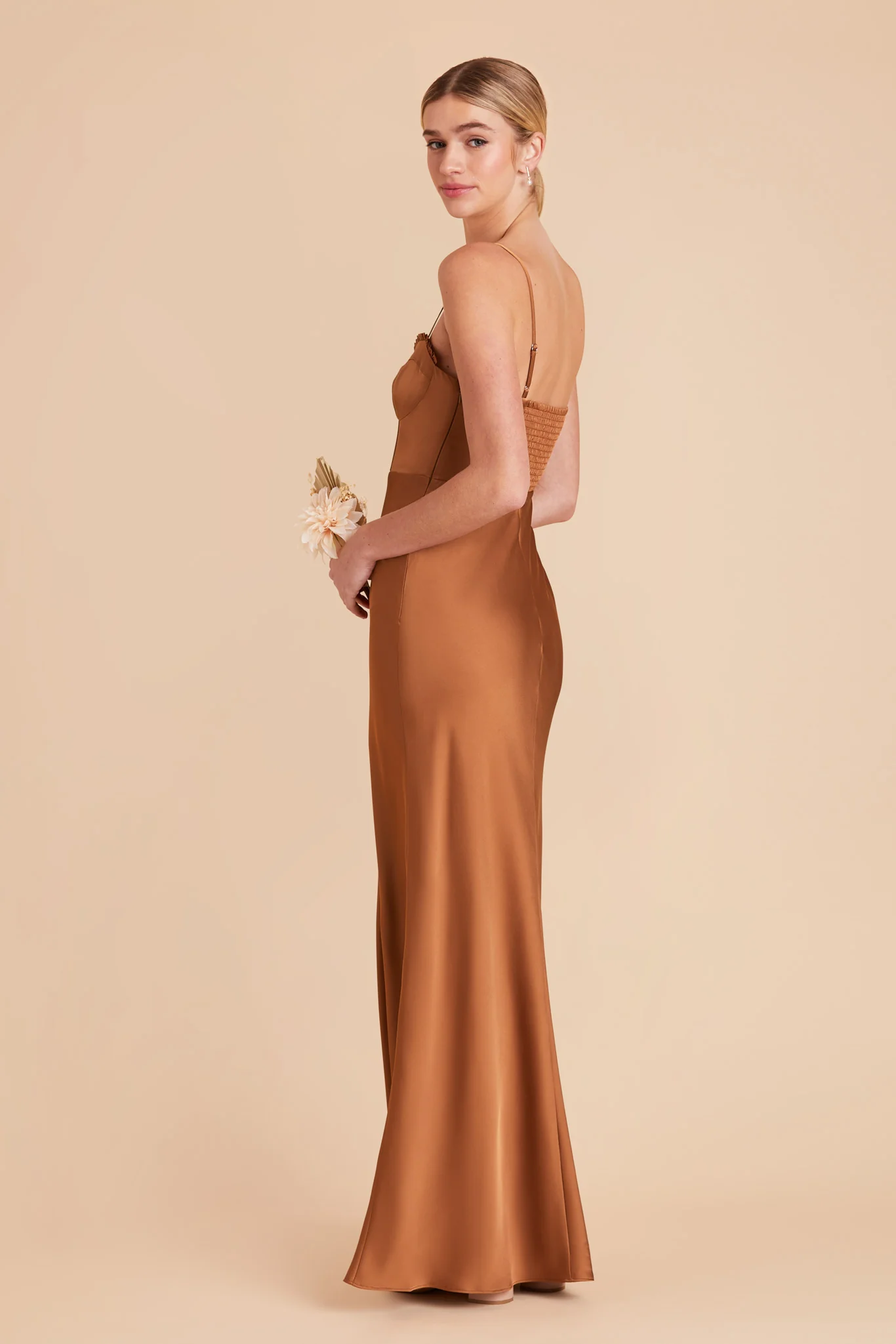 Jessica Matte Satin Dress - Rust - Image 4