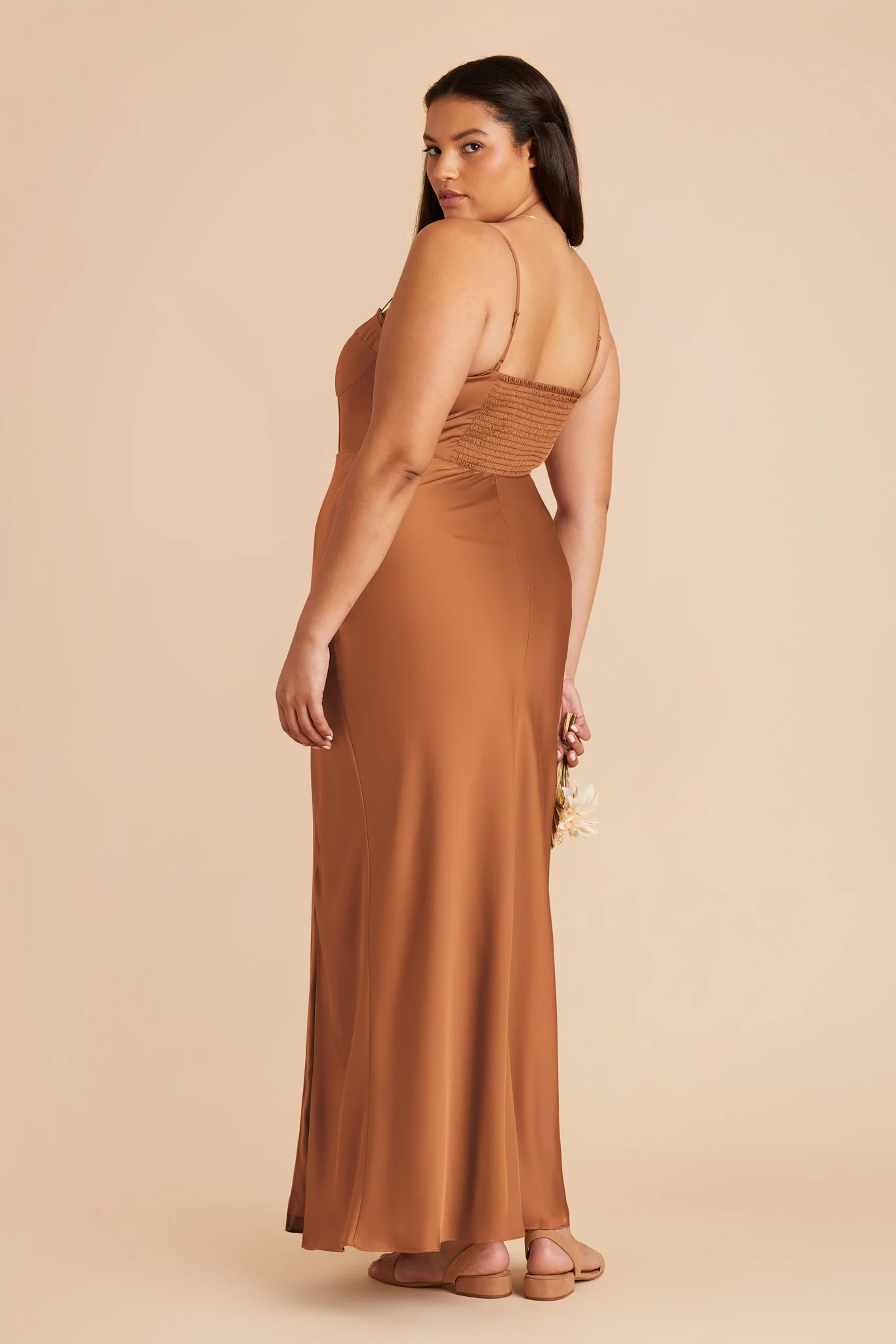 Jessica Matte Satin Dress - Rust - Image 7