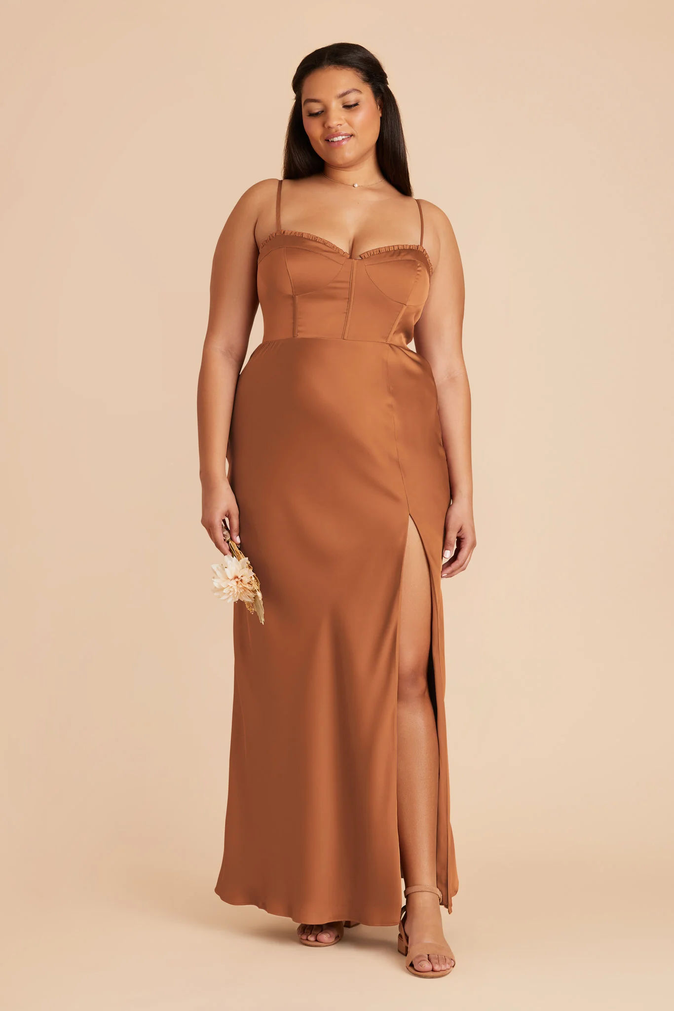 Jessica Matte Satin Dress - Rust - Image 8