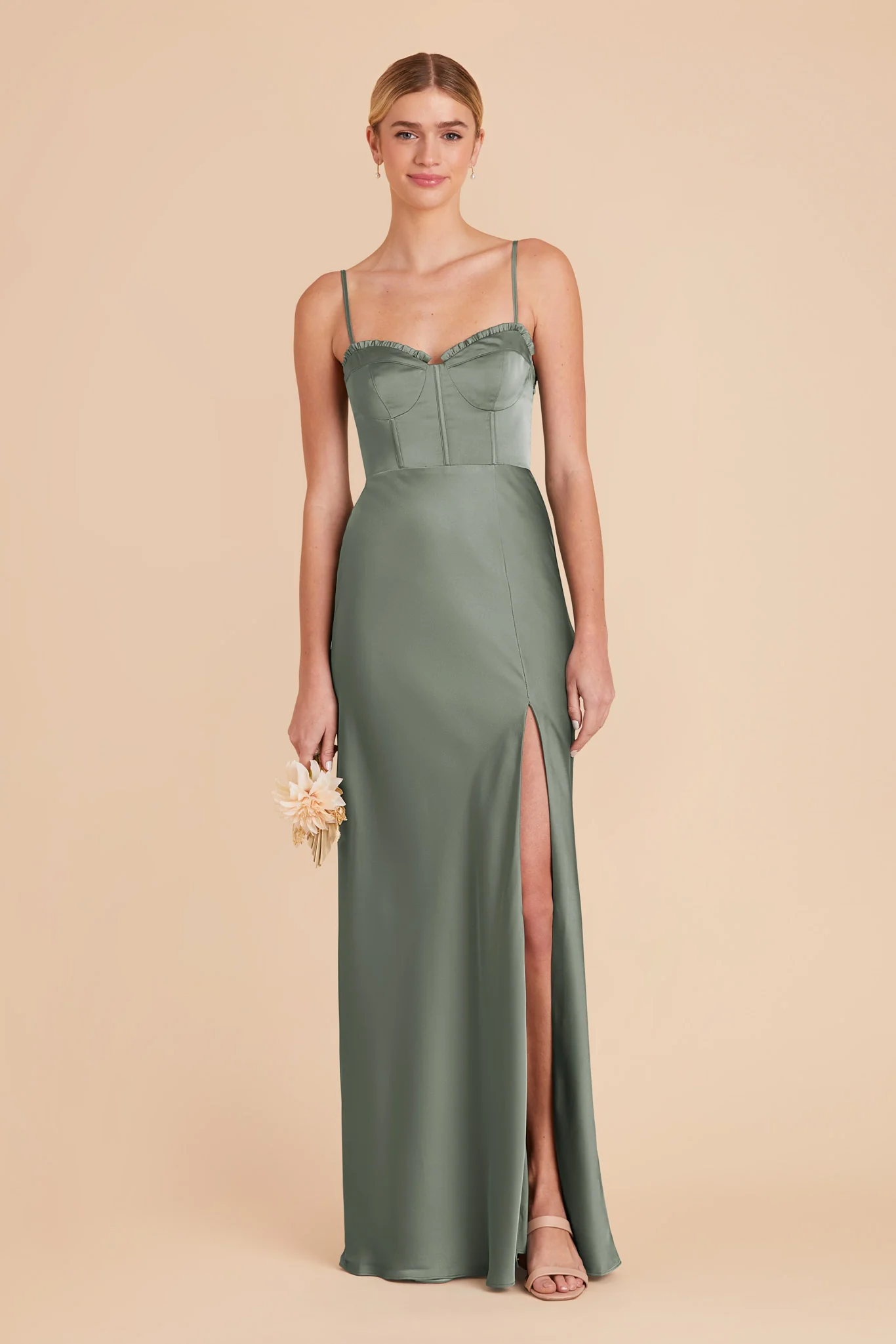 Jessica Matte Satin Dress - Sea Glass