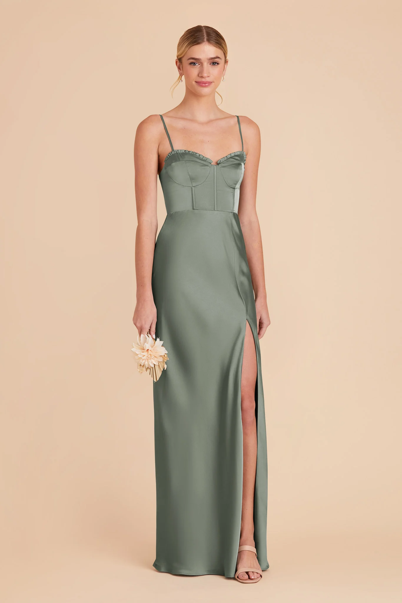 Jessica Matte Satin Dress - Sea Glass - Image 3