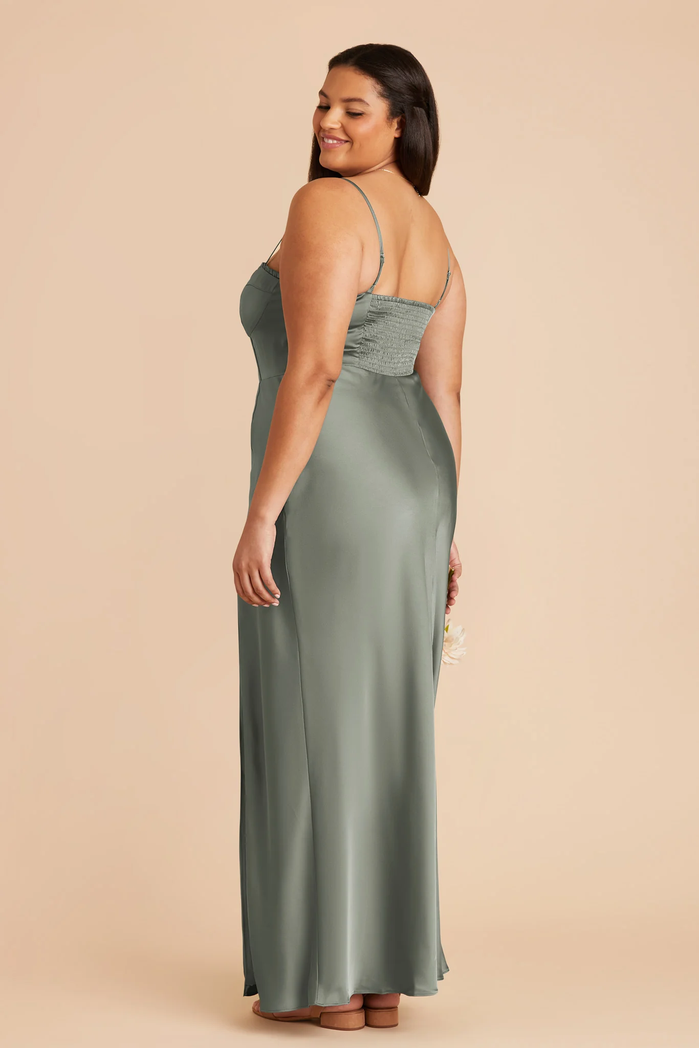 Jessica Matte Satin Dress - Sea Glass - Image 9