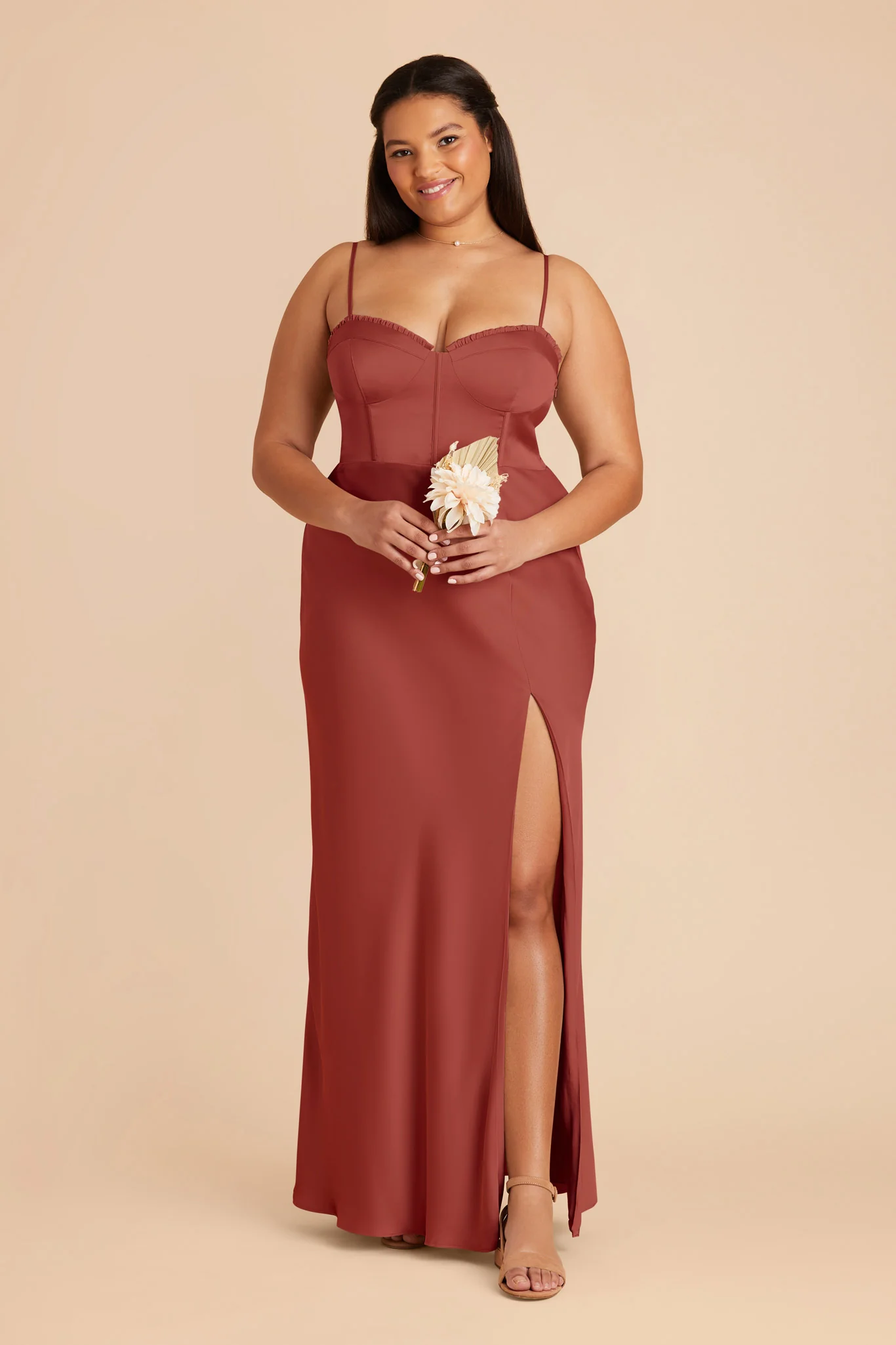 Jessica Matte Satin Dress - Spice - Image 7