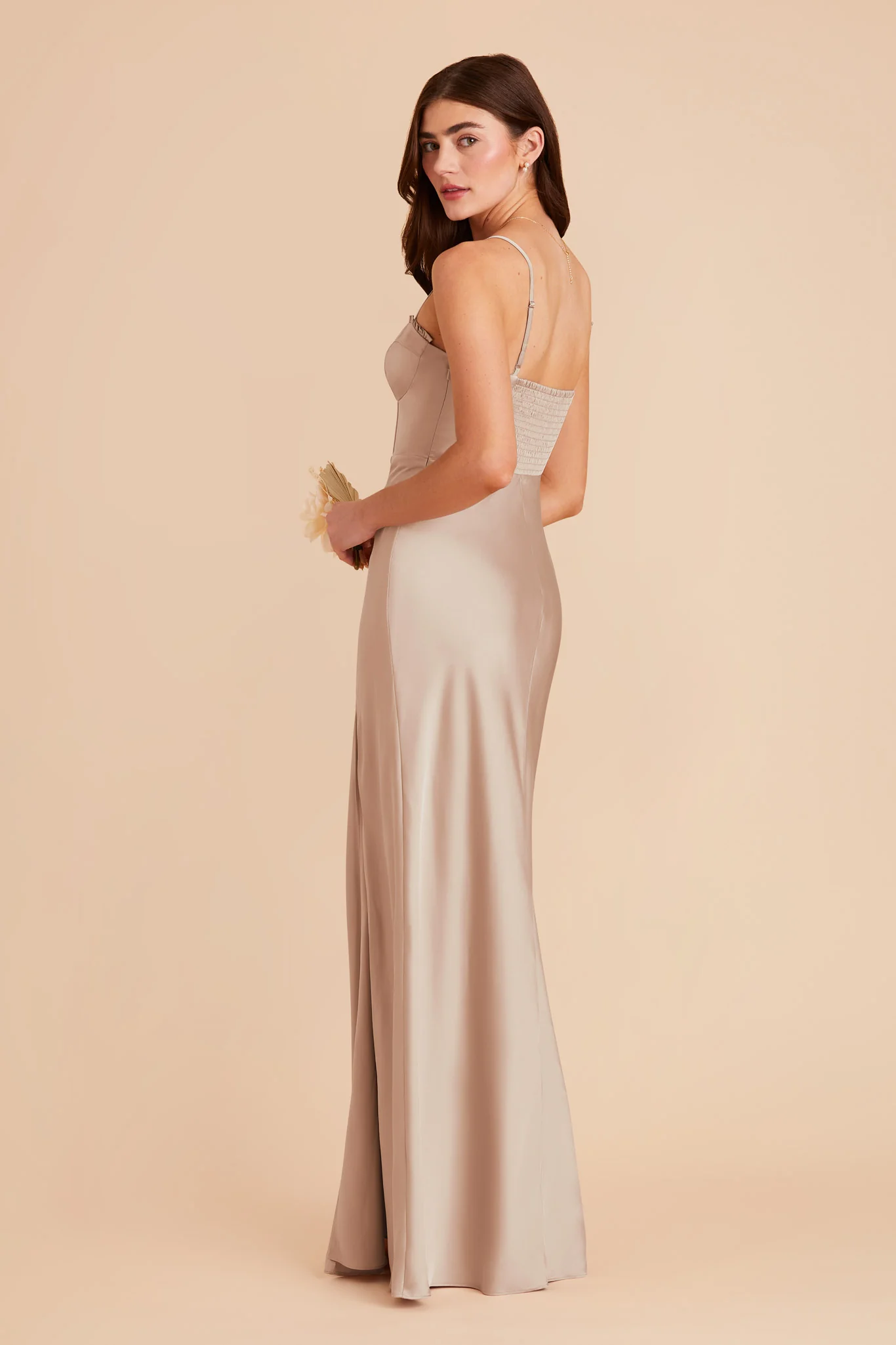 Jessica Matte Satin Dress - Taupe - Image 6