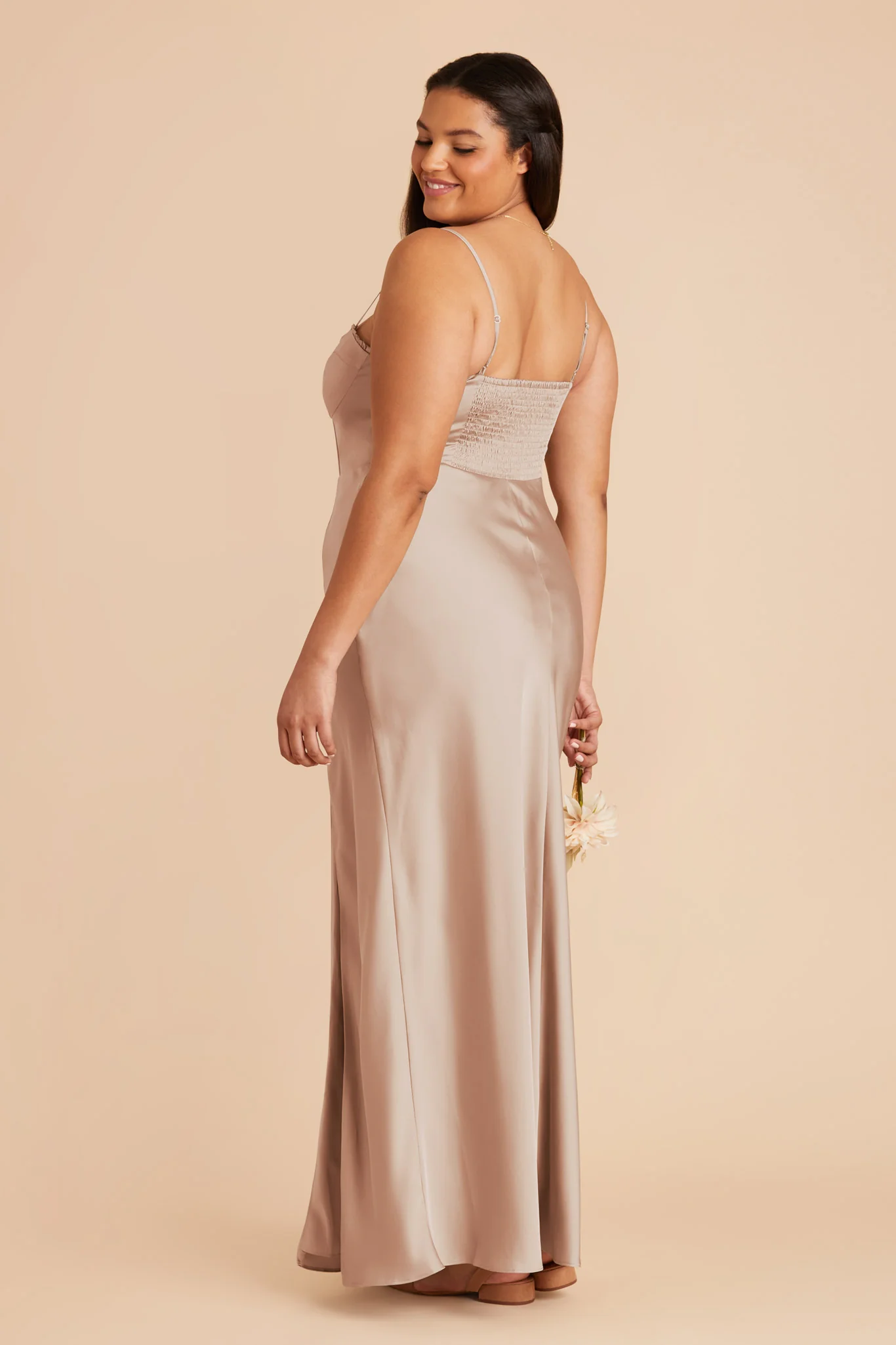 Jessica Matte Satin Dress - Taupe - Image 9