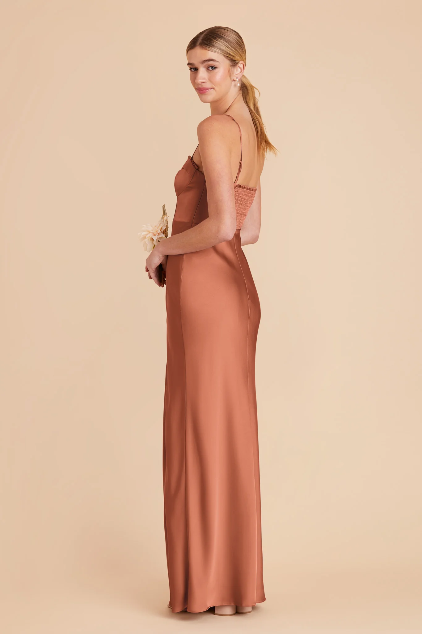 Jessica Matte Satin Dress - Terracotta - Image 4